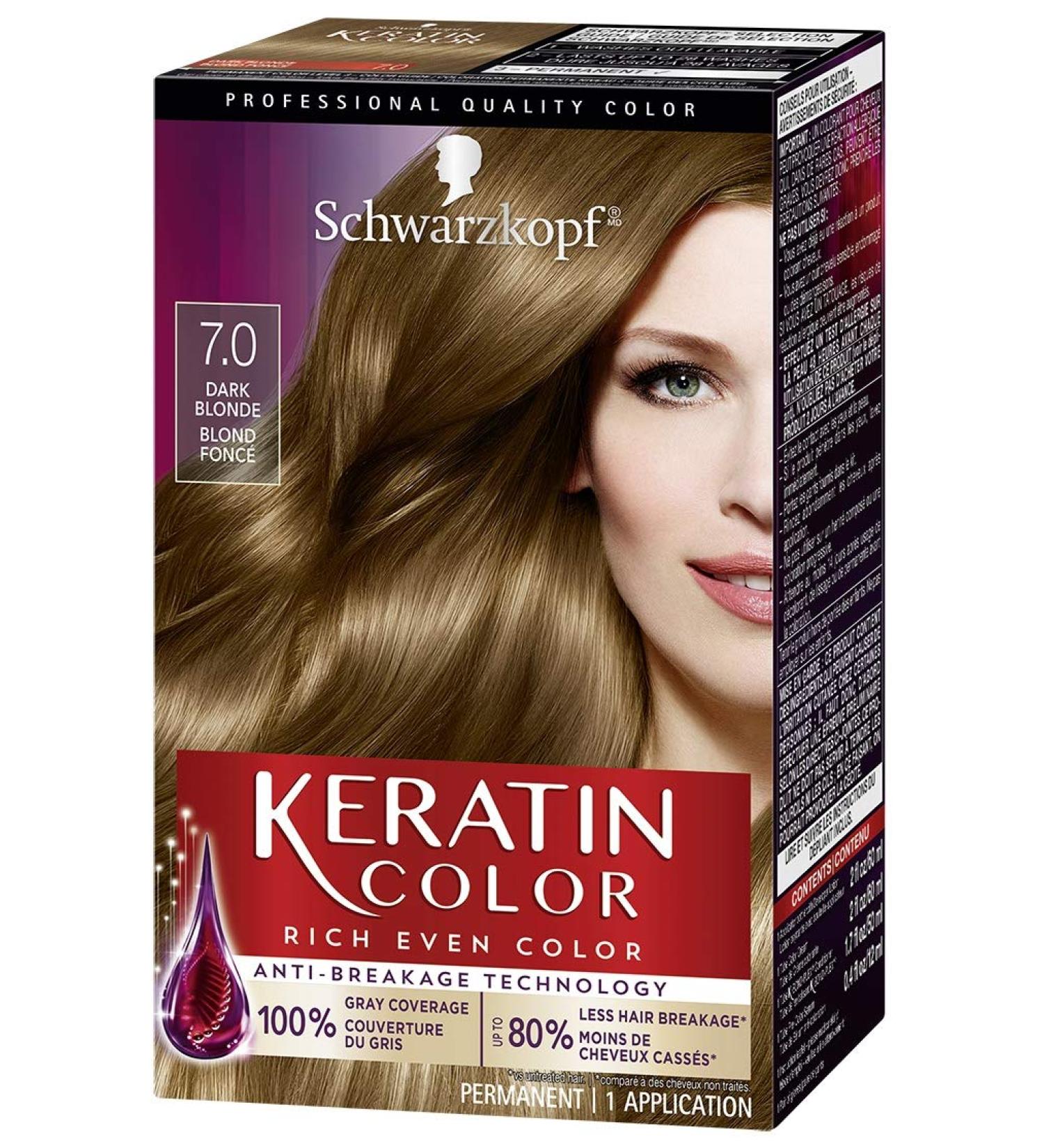Schwarzkopf Keratin Color 7.0 Dark Blonde Permanent Hair Color Cream - Buy Online on GoSupps.com