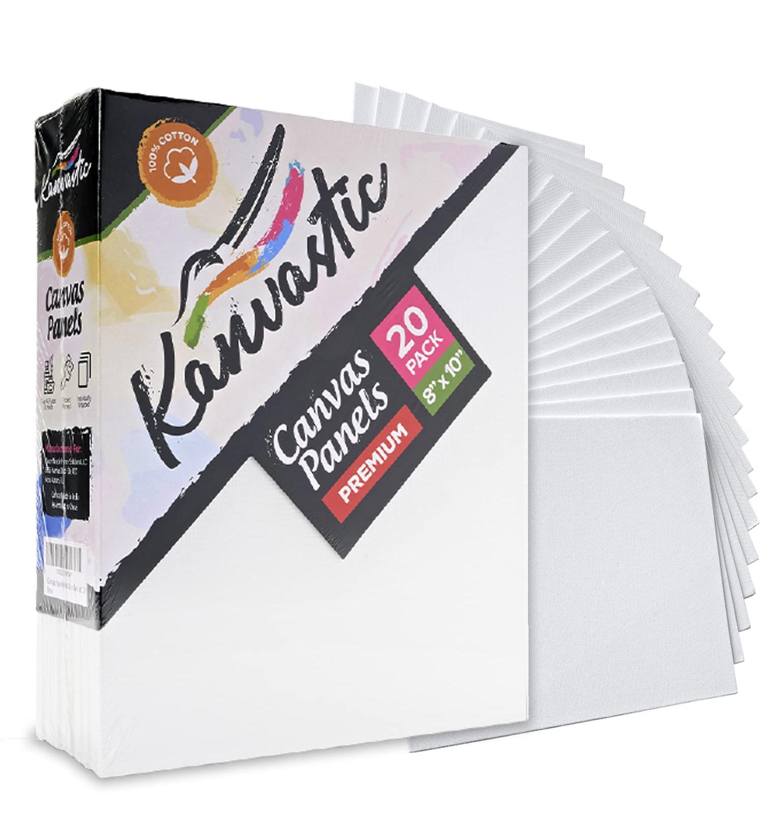 Artist Quality 8x10 Canvas Boards - 20 Pack, Triple Primed with Gesso, Pure Cotton, Individually Wrapped - Buy Online on GoSupps.com