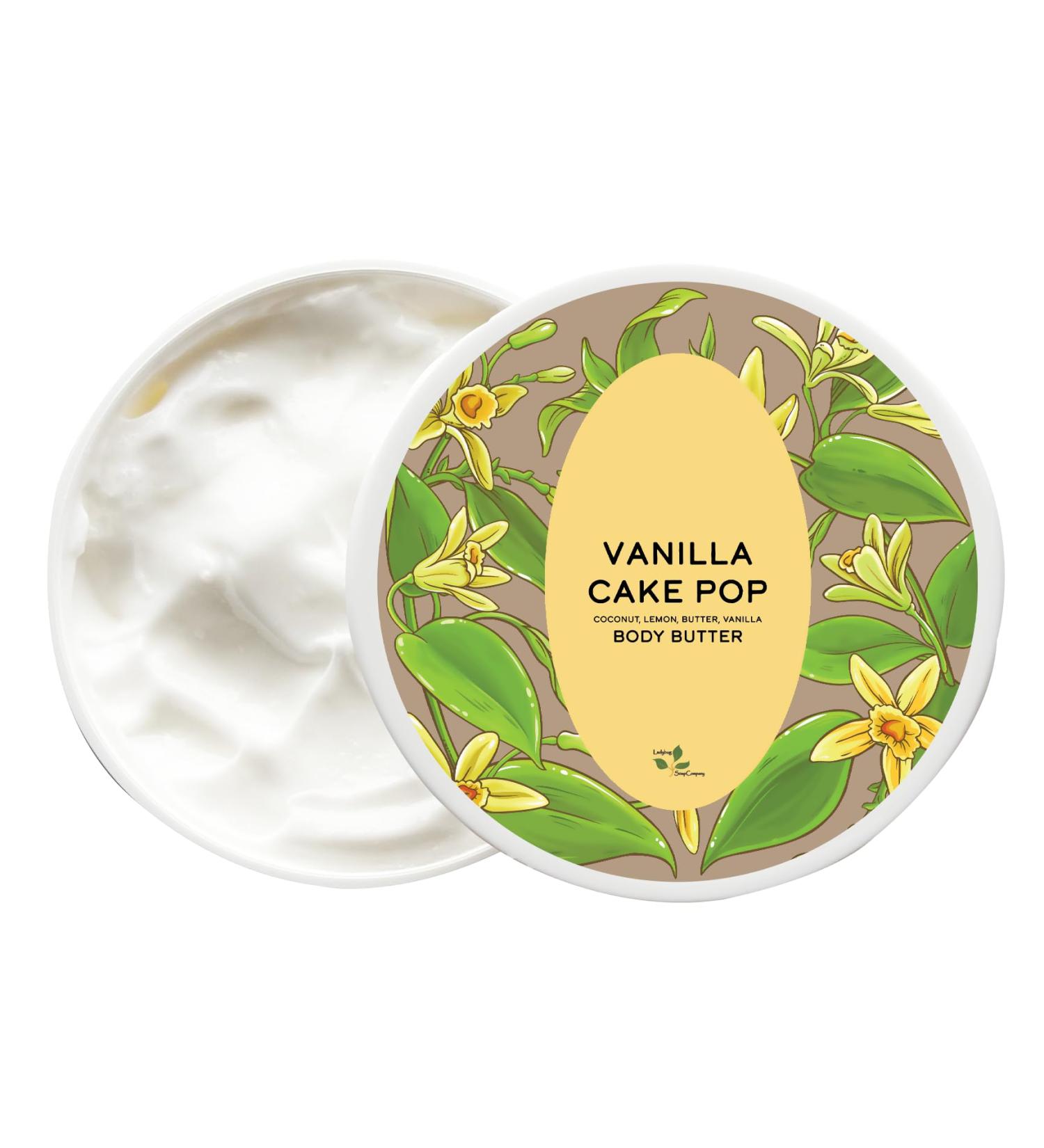 Ladybug Soap Company All-Natural Body Butter Cream with Hyaluronic Acid & Panthenol Shea Butter Moisturizer Ideal for Fragrance Layering 10 oz (Vanilla Cake Pop)
