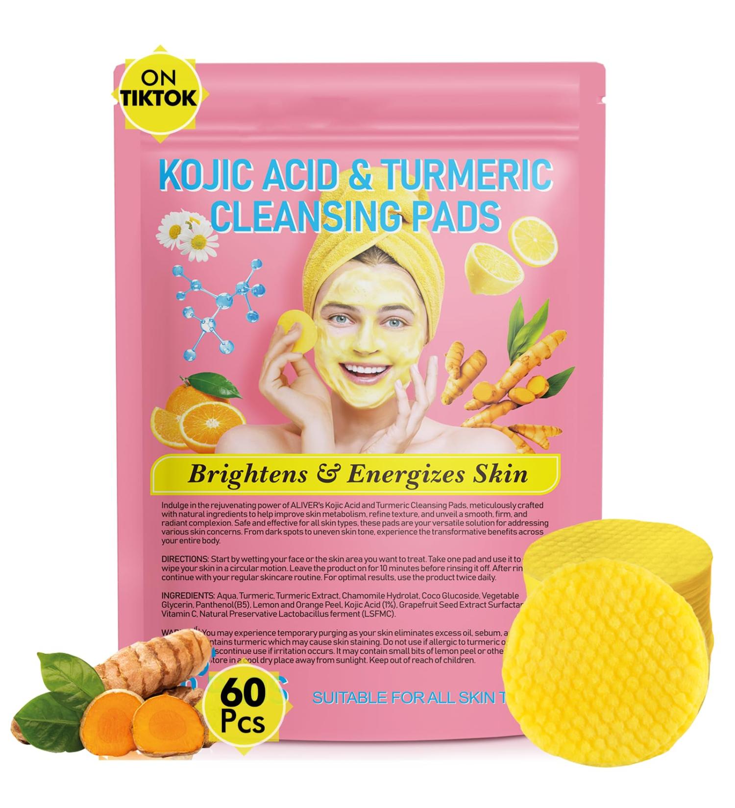 Turmeric Cleansing Pads for Face & Body - 60 Pcs | Dark Spot Treatment | Buy Internationally - Buy Online on GoSupps.com