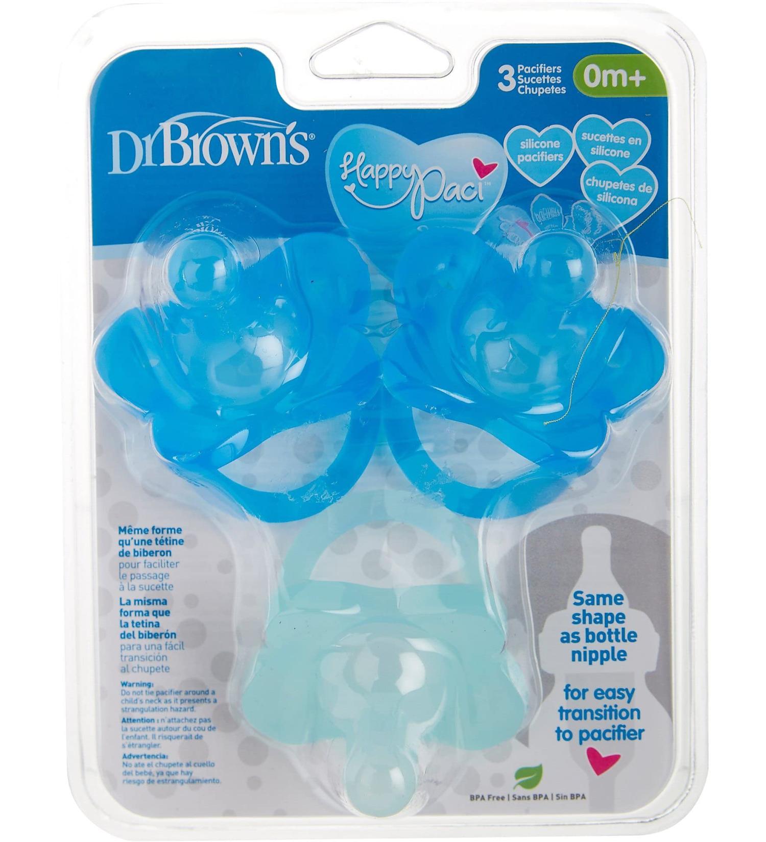 Dr. Brown's HappyPaci Pacifiers 100% Silicone from 0 months Blue 3 Pack