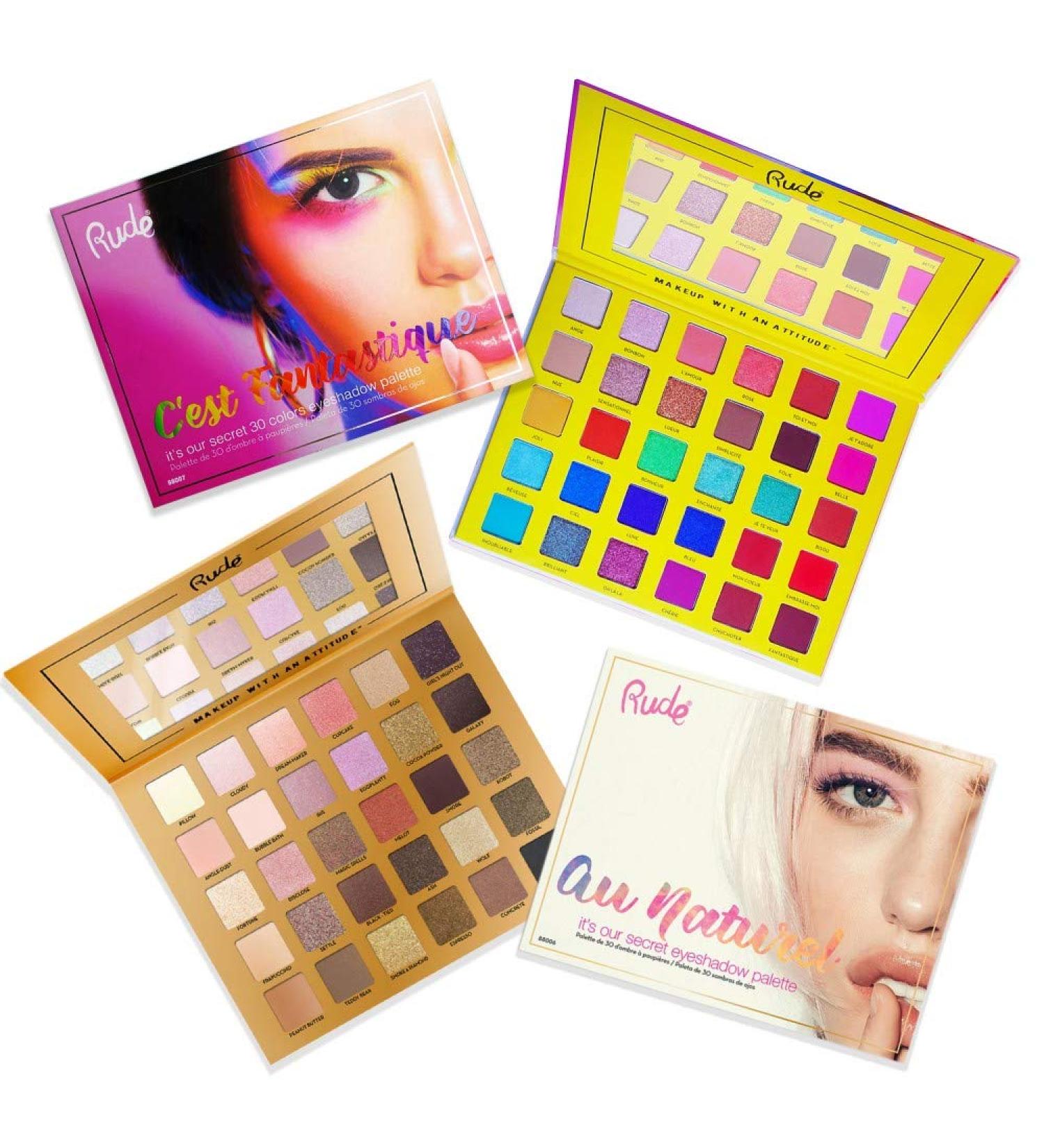 RUDE C'est Fantastique + au naturel Eyeshadow Palettes Bundle 2 Pounds