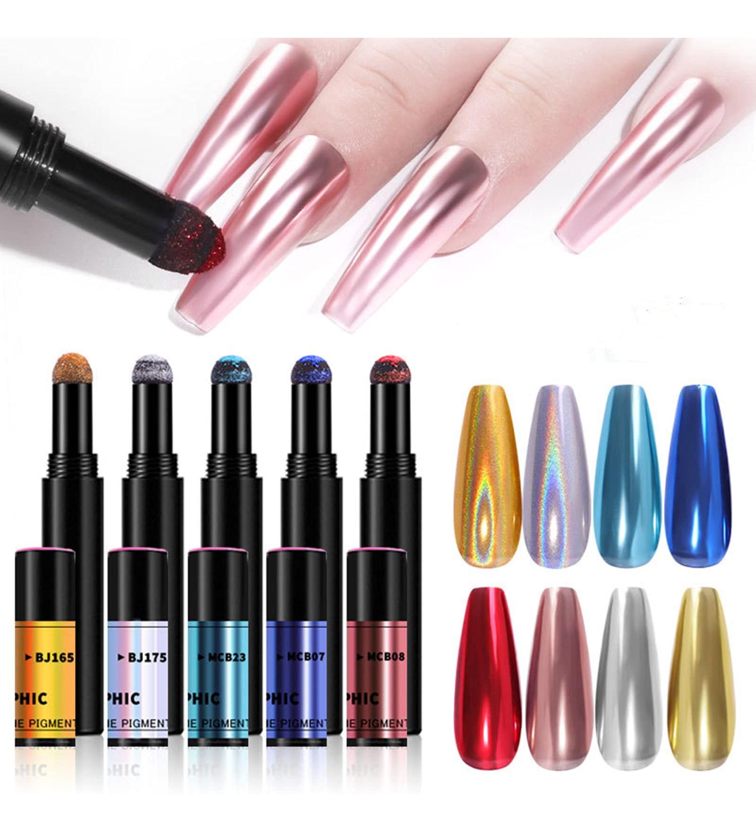 Warm Girl Chrome Pen Nail Art Set - 8-Piece Mirror Nail Design Kit with Acrylic Powder Gel Nail Brush & Accessories - Buy Online on GoSupps.com