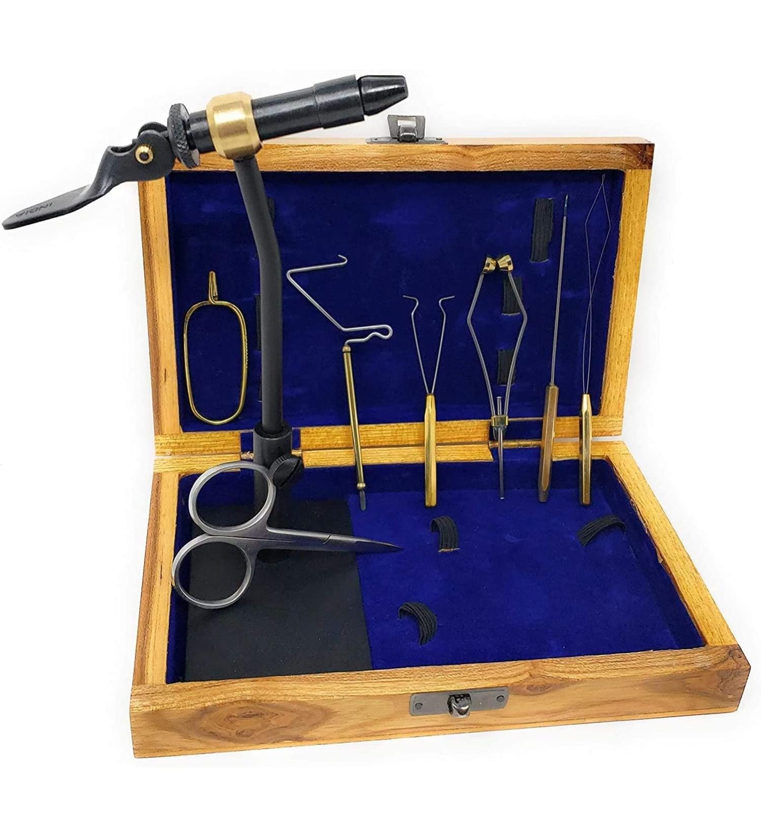 Colorado Anglers Wooden Fly Tying Standard Tool Kit with Vise, Bobbin, Threader, Bodkin, and More - Complete Fly Fishing Materials Set - Buy Online on GoSupps.com
