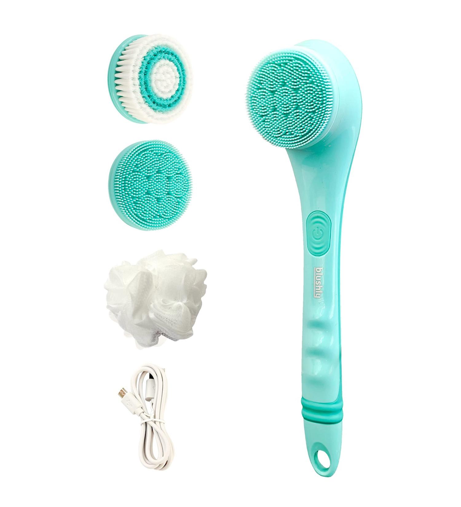 Blushly Rechargeable Exfoliating Body Brush with 3 Cleansing Heads | Shower Body Brush - 14 Turquoise - Buy Online on GoSupps.com