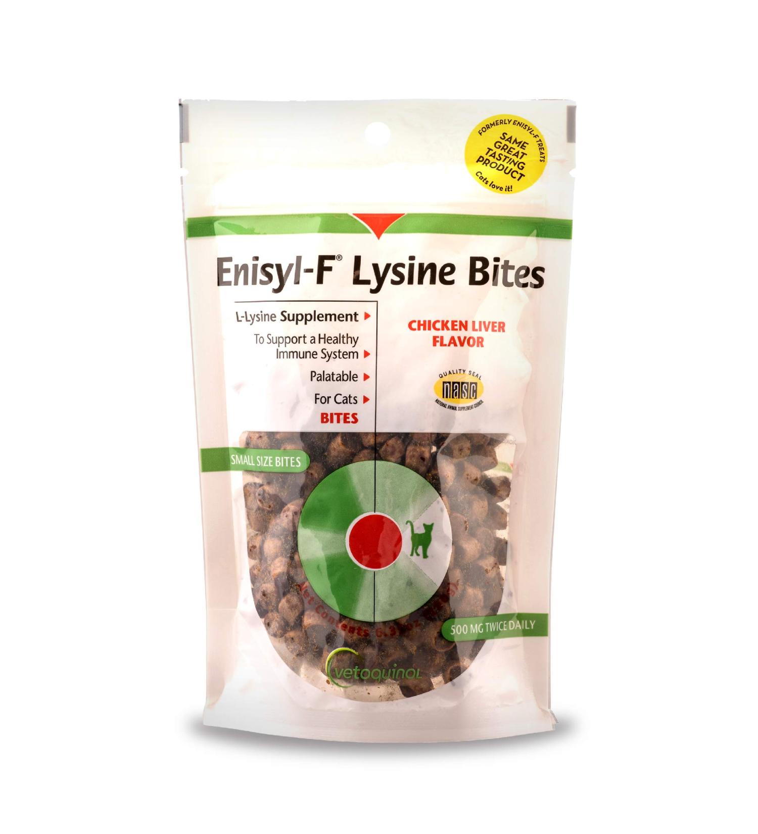 Vetoquinol Enisyl-F Lysine Bites for Cats & Kittens - Chicken Liver Flavor L-Lysine Chews 6.4oz - International Shipping Available - Buy Online on GoSupps.com