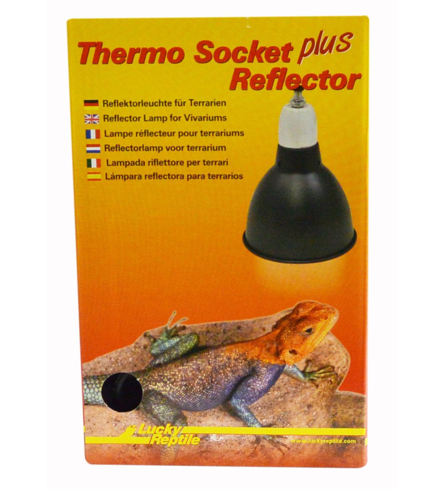 Lucky Reptile Thermo Socket with Reflector - Compact Black Heat Lamp Ideal for Reptile Habitats - 1 Piece - Buy Online on GoSupps.com