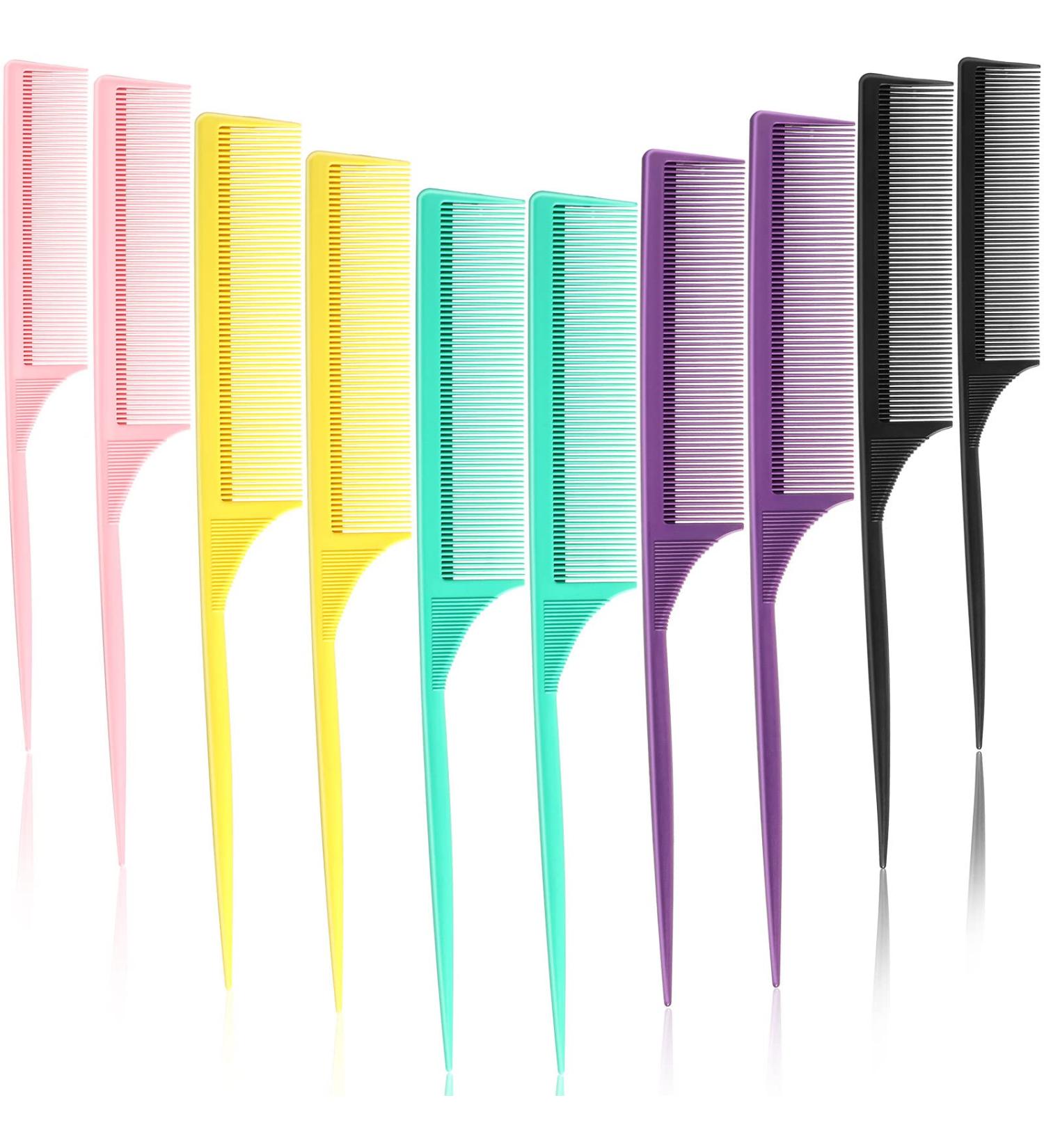 10-Piece Rat Tail Comb Set - Carbon & Heat Resistant, Anti-Static Teasing Comb for Volume & Styling (Assorted Colors) - Buy Online on GoSupps.com