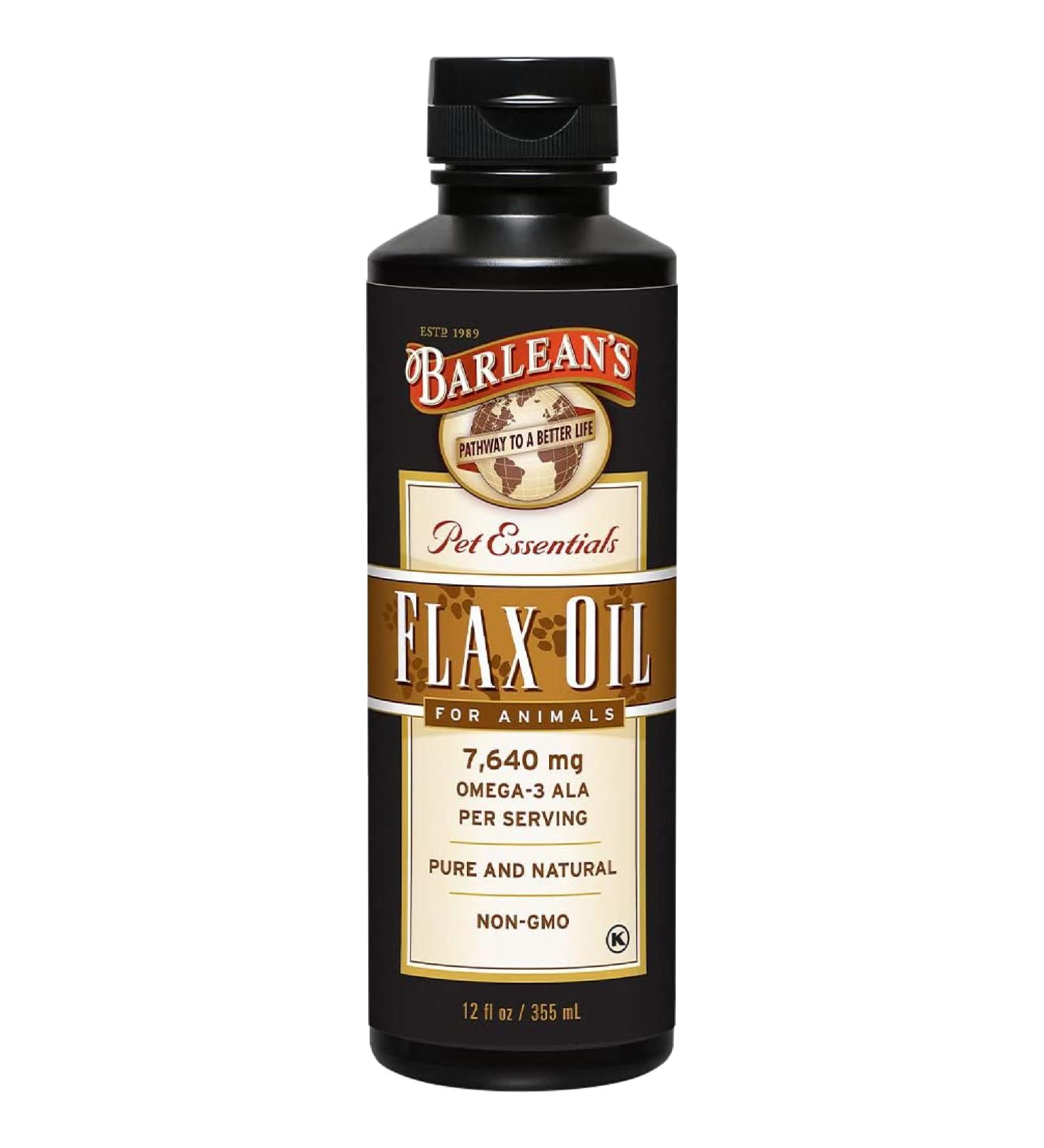 Barlean's Flaxseed Oil for Pets | Omega 3 Supplement for Cats & Dogs - 12 oz | Essentials for Skin & Coat Health - Buy Online on GoSupps.com