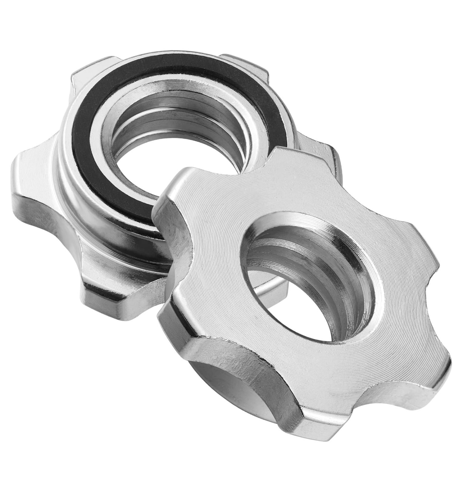 Imikeya 2-Piece Screw Cap for Standard Dumbbell Bars - Non-Slip Spinlock Closures 25mm Diameter - Weight Lifting Accessories - Silver - Buy Online on GoSupps.com