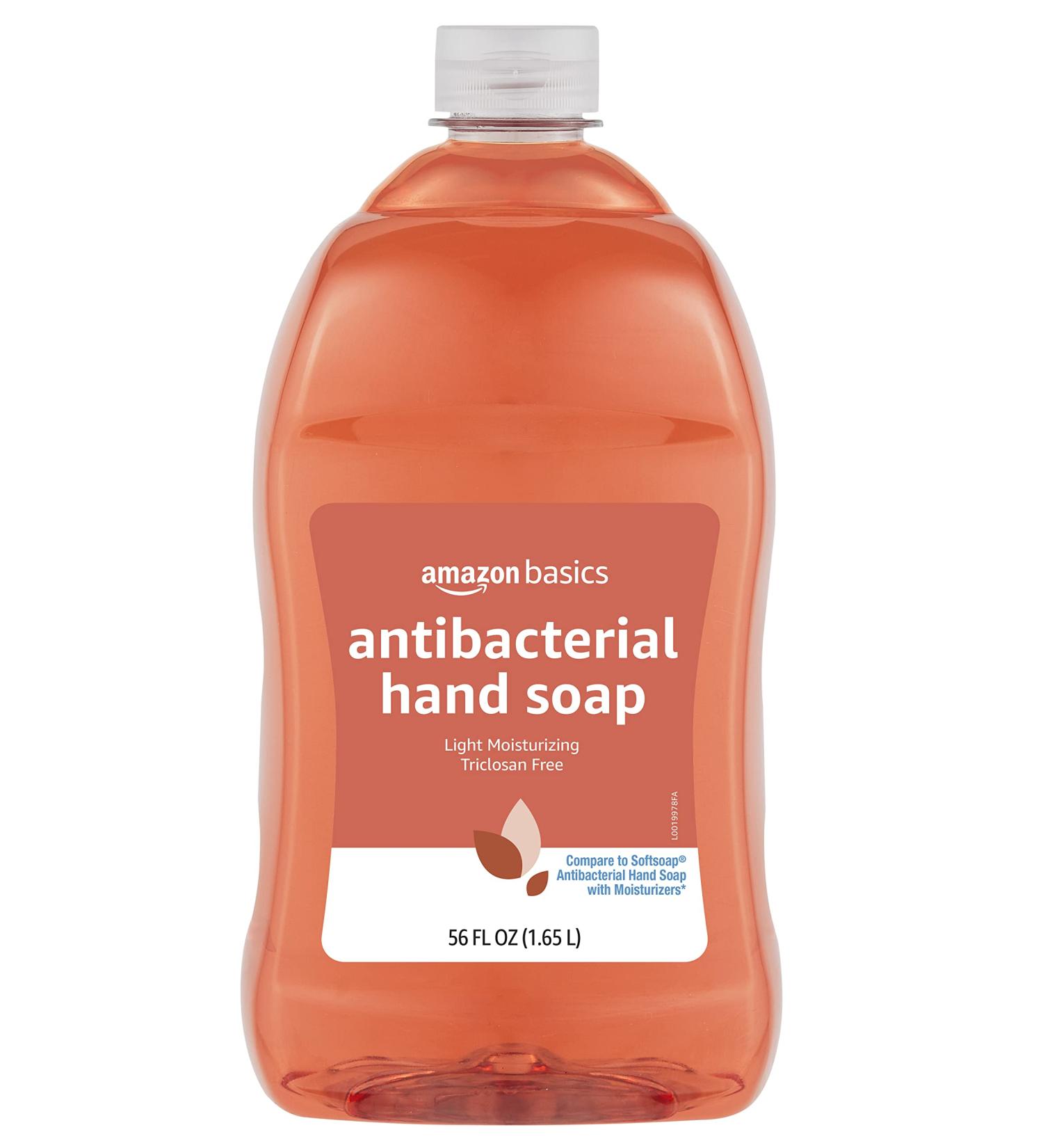 Amazon Basics Antibacterial Liquid Hand Soap Refill - Triclosan-Free, Light Moisturizing Formula - 56oz 1-Pack (Previously Solimo) - Buy Online on GoSupps.com