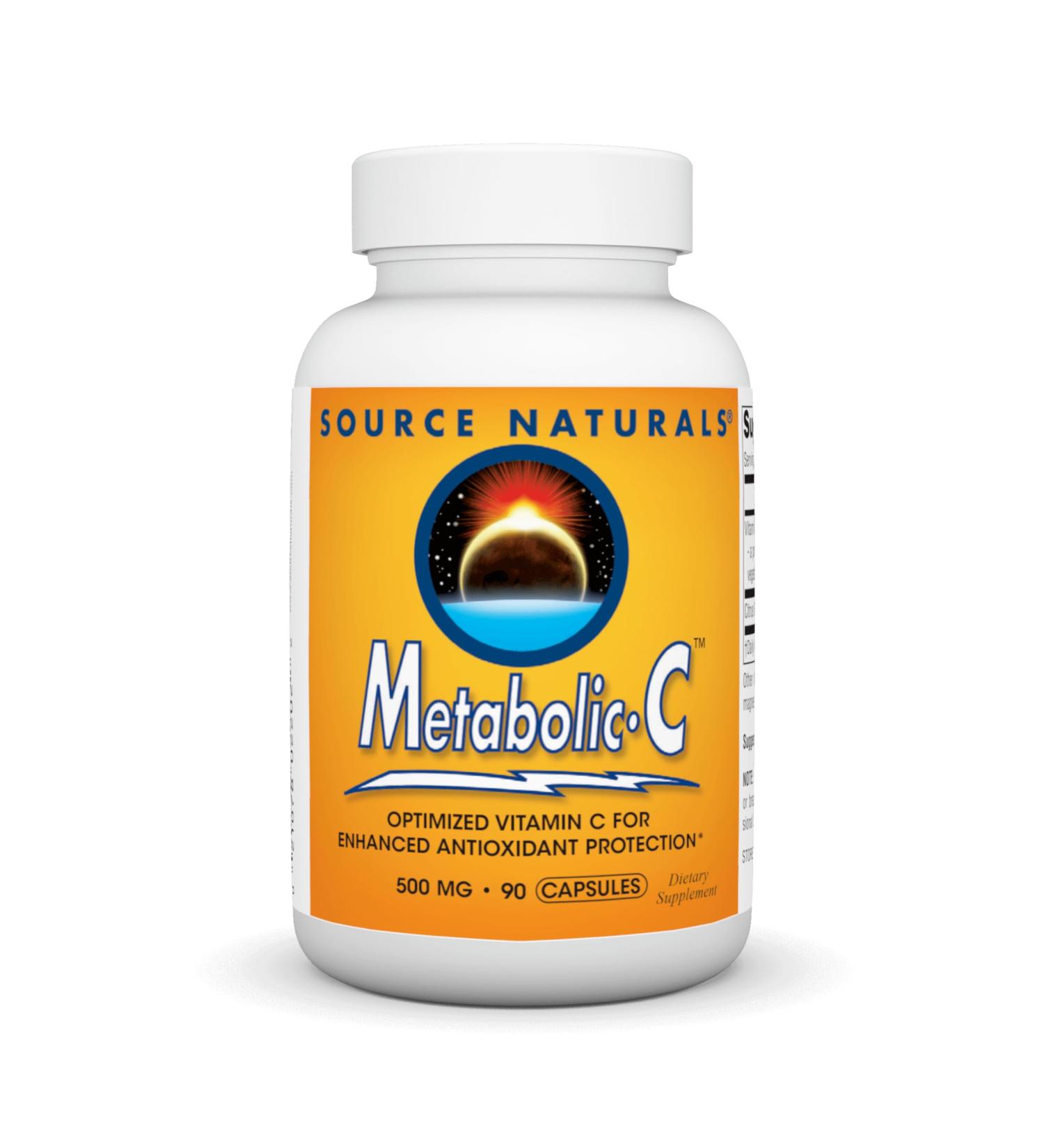 Source Naturals Metabolic C, Optimized Vitamin C for Enhanced Antioxidant Protection*, 500 mg - 90 Capsules 90 Count (Pack of 1) - Buy Online on GoSupps.com