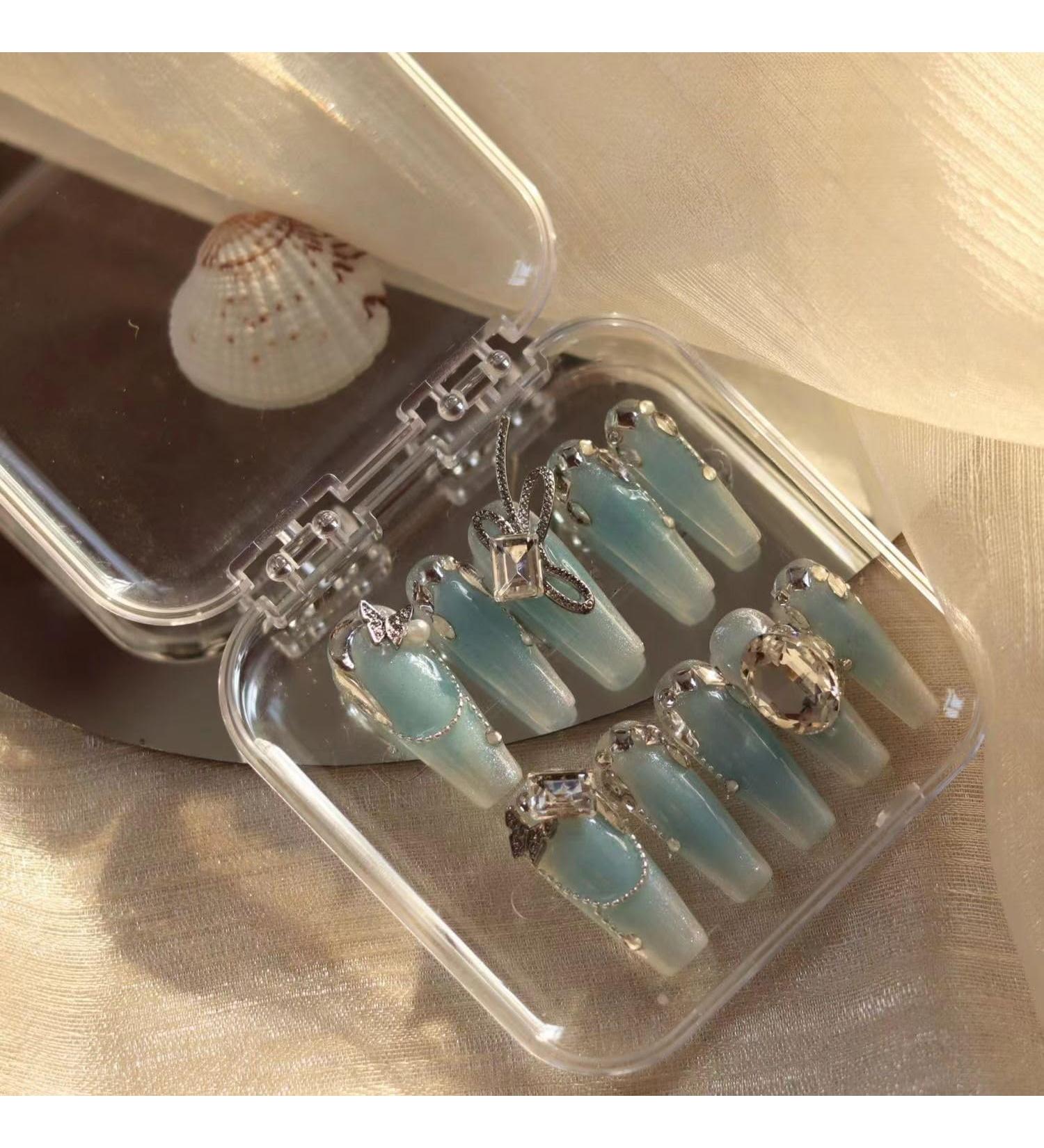 Temperament-enhancing manicure temperament-advanced feeling blue hand-wearing nail.(S) - Buy Online on GoSupps.com