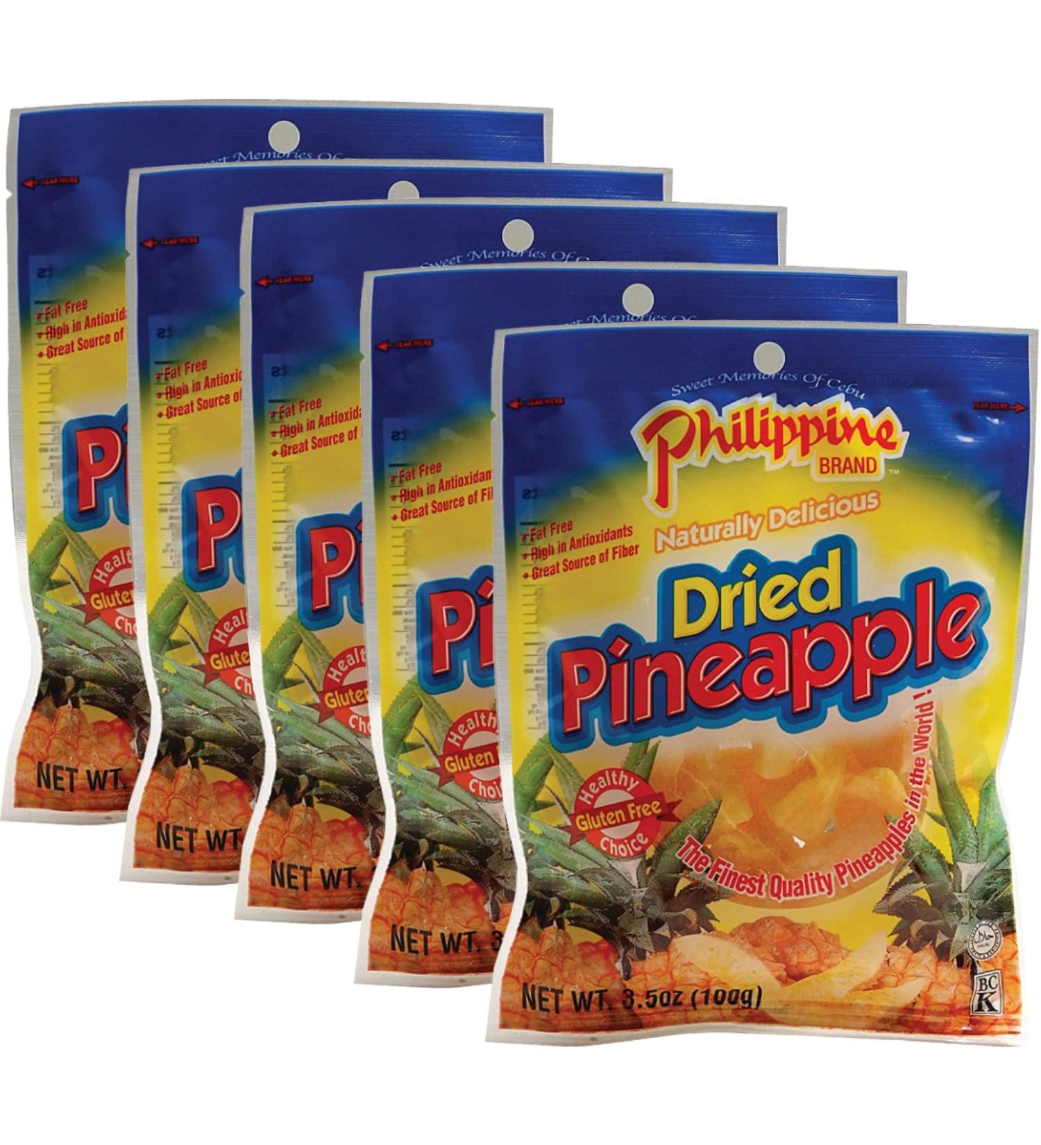 Philippine Dried Pineapple 3.5 Oz - Pack of 5 | Premium Quality Snack - Buy Online on GoSupps.com