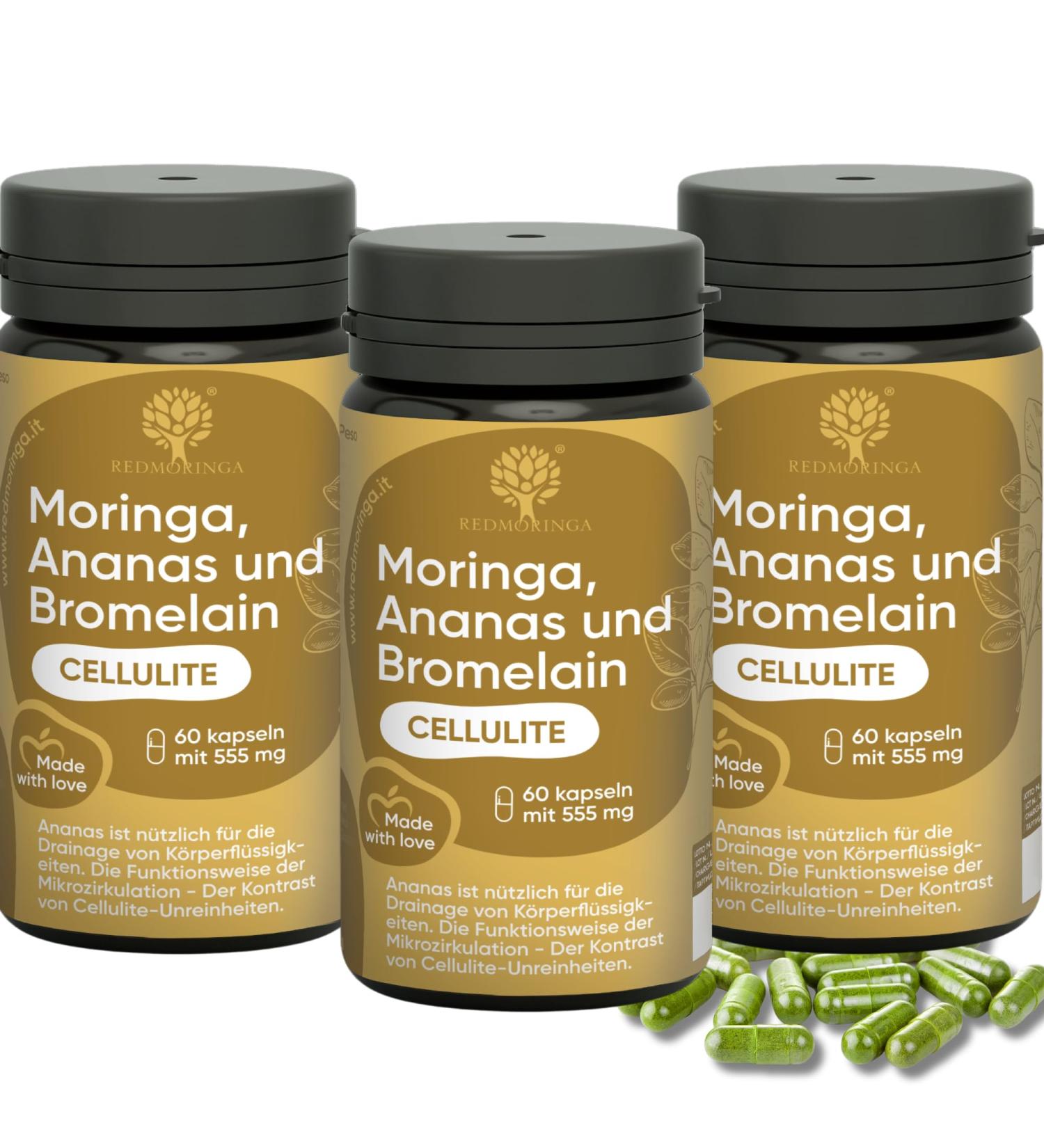 RedMoringa Anti-Cellulite & Drainage Supplements with Bromelain & Moringa - Boost Metabolism (180 Capsules) - Buy Online on GoSupps.com