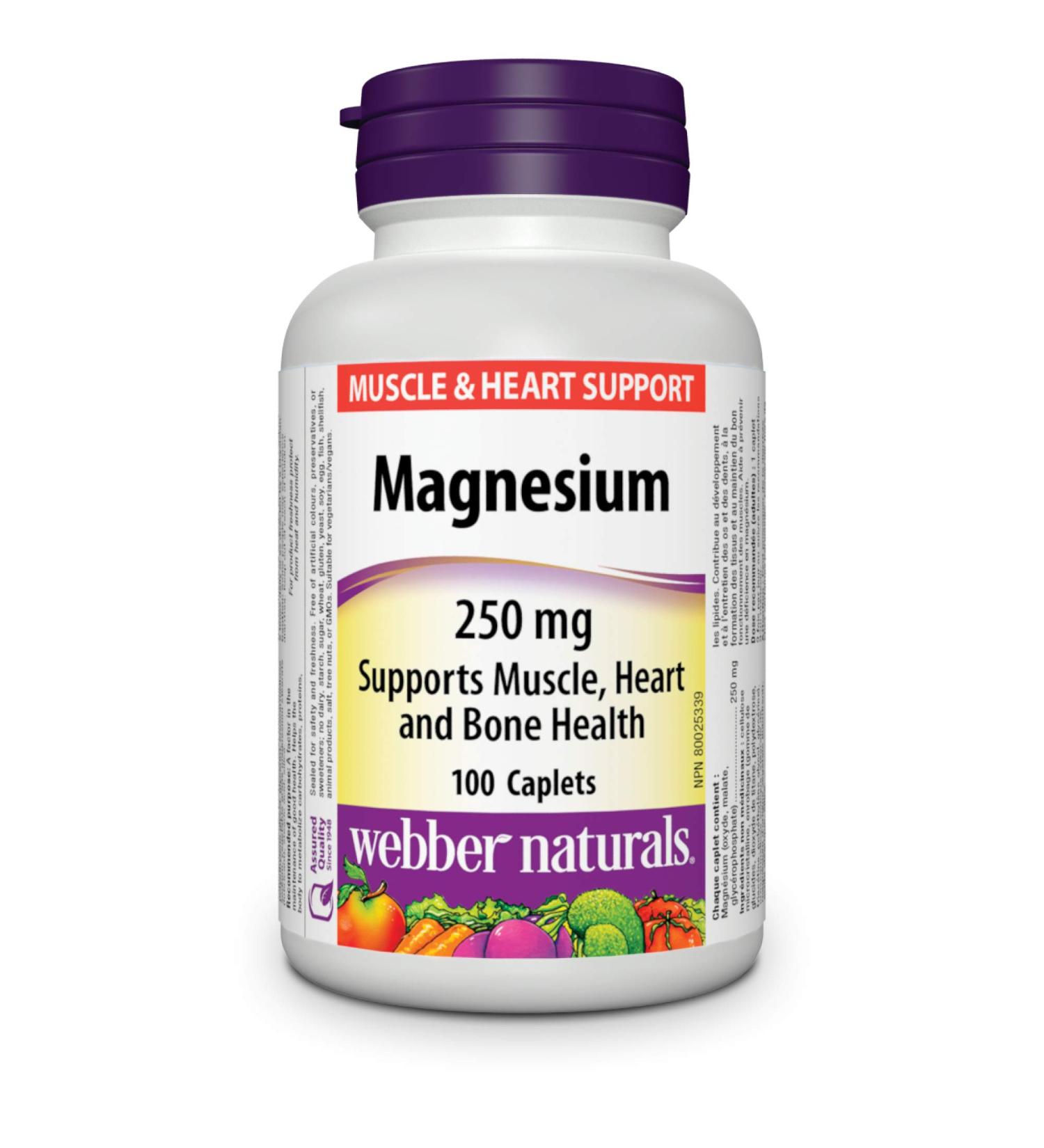 Webber Naturals Magnesium 250mg Caplets - 100 Count - Buy Online on GoSupps.com
