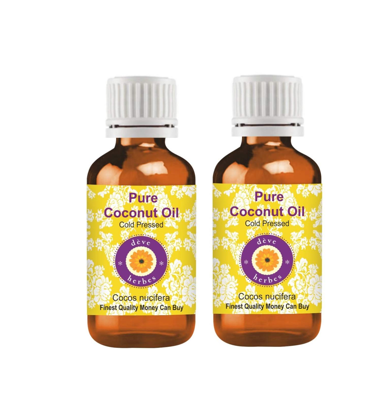 d ve herbes Pure Coconut Oil (Cocos nucifera) Cold Pressed (Pack of two) 100ml X 2 (6.76 oz) - Buy Online on GoSupps.com