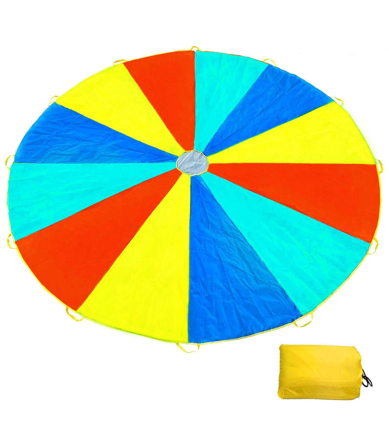 Blithetree 12-Foot Kids Parachute with 12 Handles - Rainbow Play Parachute Game Toy for Group Play | Ideal for Kids Play Party Game (12 feet) - Buy Online on GoSupps.com