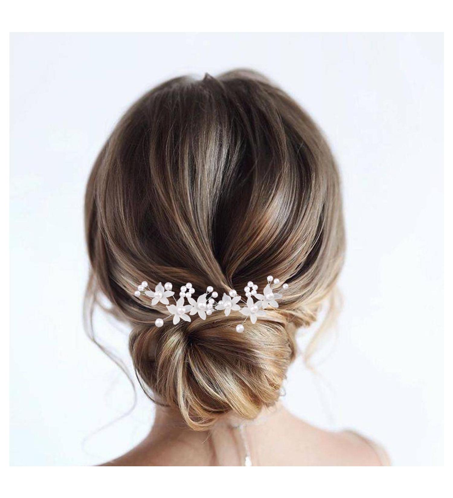 Allereya Pearl Wedding Hair Pins Hair Clip Pearl Flower Hair Pins Hair Clip Silver Pearl Bridal Headpiece Decorative Bobby Pins Head Clip Pearl Bridal Hair Accessories for Women and Girls (Silver B) Floral - Buy Online on GoSupps.com