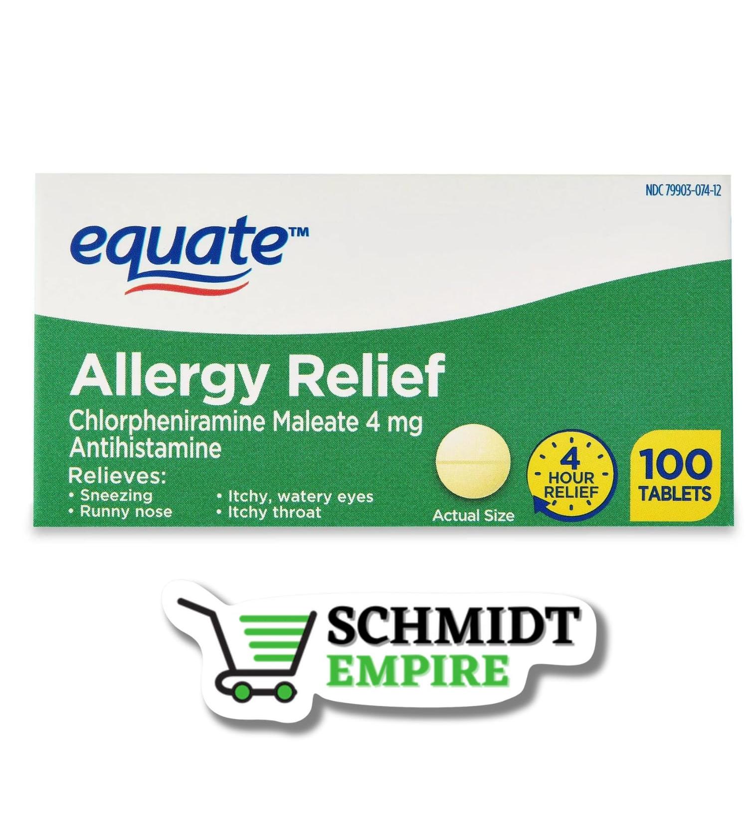 Schmidt Empire Allergy Relief Medicine Chlorpheniramine Maleate 4mg Tablets - 100 Count Pack - Buy Online on GoSupps.com