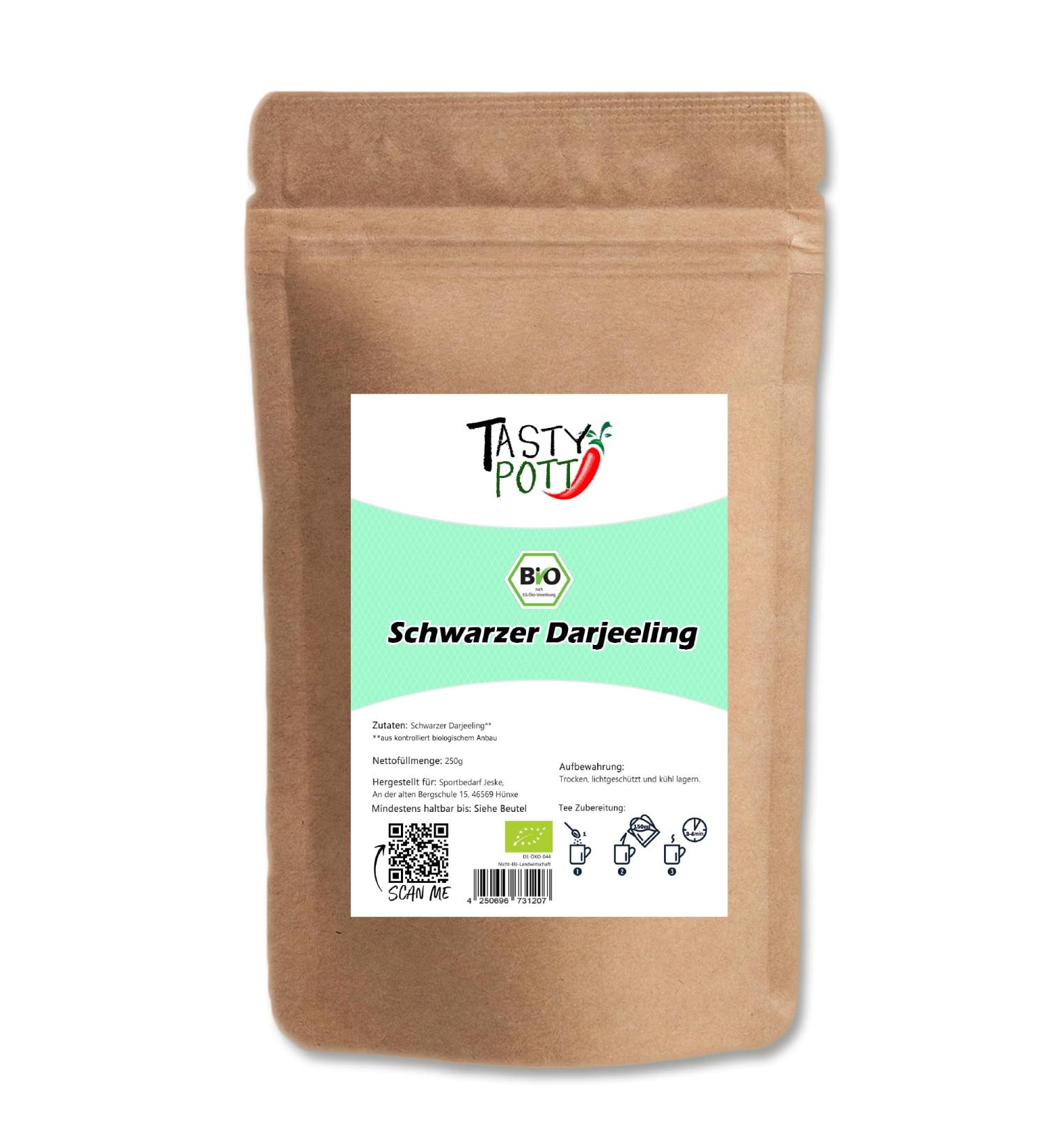  TASTY POTT Tasty Pott Organic Black Dajeeling Tea I Mix Tea I Melissa I Clover I Key Flower I Lavender I Hot Drink I Relaxation I In the Bag (Organic Black Darjeeling Tea 250g) - Buy Online on GoSupps.com