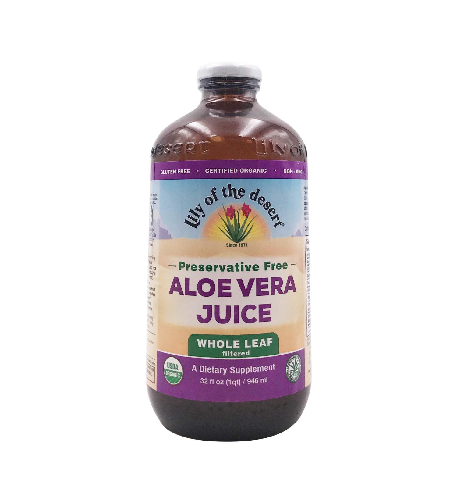 Lily Of The Desert Organic Aloe Vera Juice - 32 Fl Oz | Preservative Free, Whole Leaf | Shop Now - Buy Online on GoSupps.com