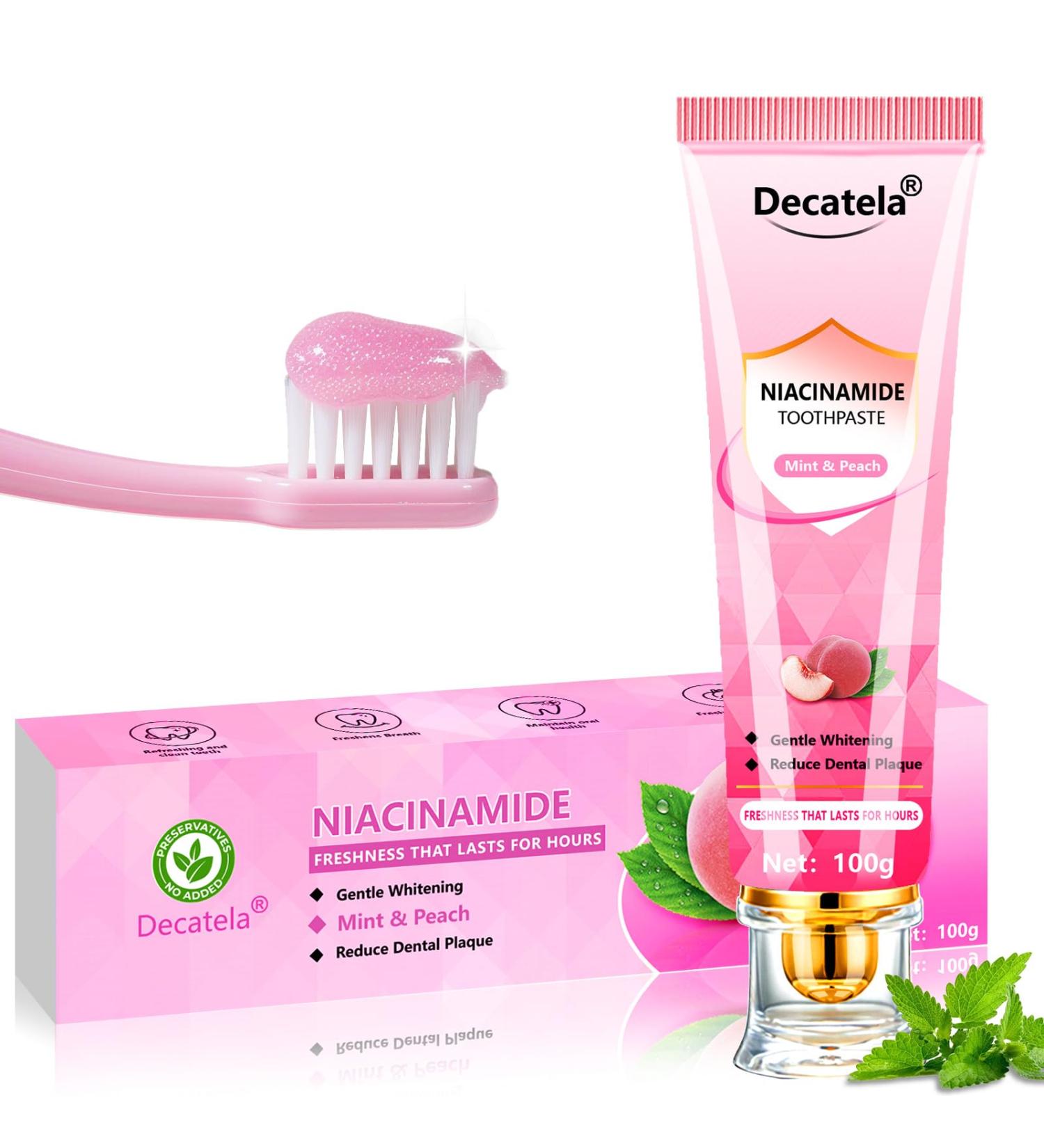 Niacinamide Whitening Toothpaste Effectively Whitens Teeth with Peach & Mint Flavor - Stain Removal Gum Care Fresh Breath 24HR Fluoride-Free Gentle Formula for Sensitive Teeth 1 - Buy Online on GoSupps.com