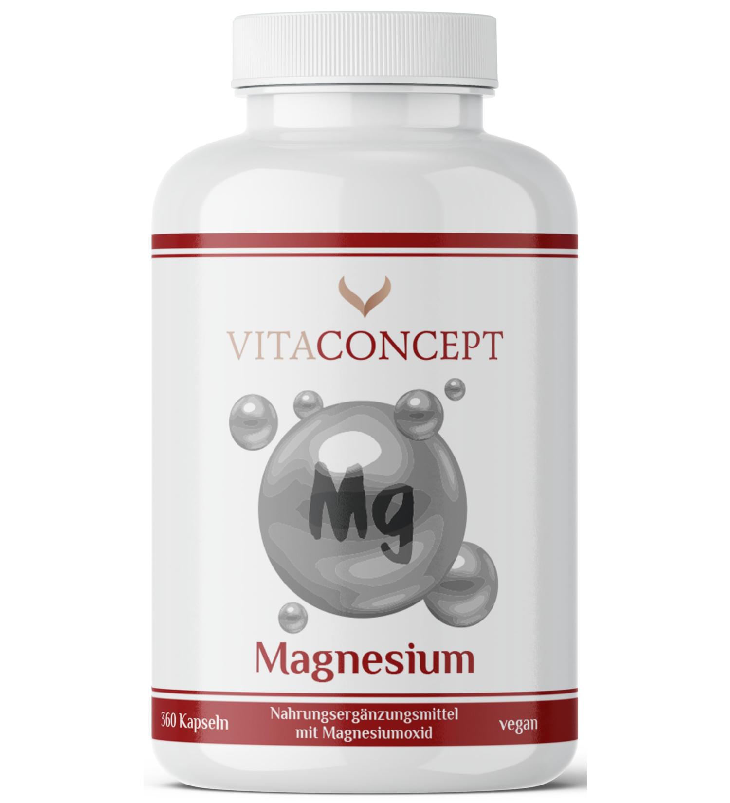 Vitaconcept Magnesium Oxide | 360 capsules | 660 mg | of which 400 mg of elemental magnesium per capsule | High potency | Annual supply | Vegan | Produced in Germany | Vitaconcept  - Buy Online on GoSupps.com