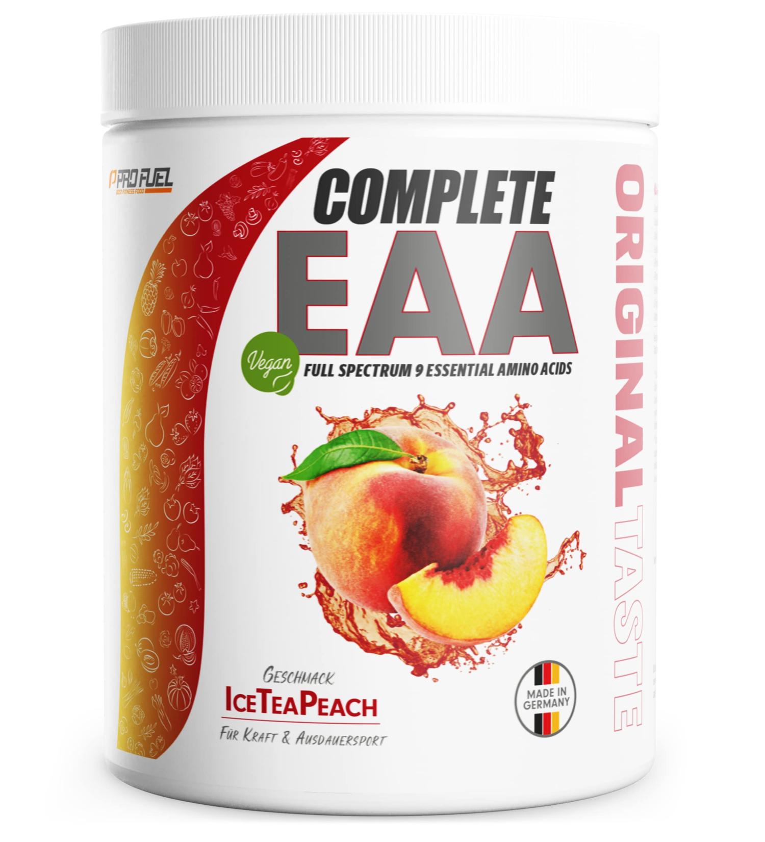 EAA Powder 500g - Ice Tea Peach | 12 500mg Essential Amino Acids | Vegan Amino Drink | Refreshing Workout Supplement - Buy Online on GoSupps.com