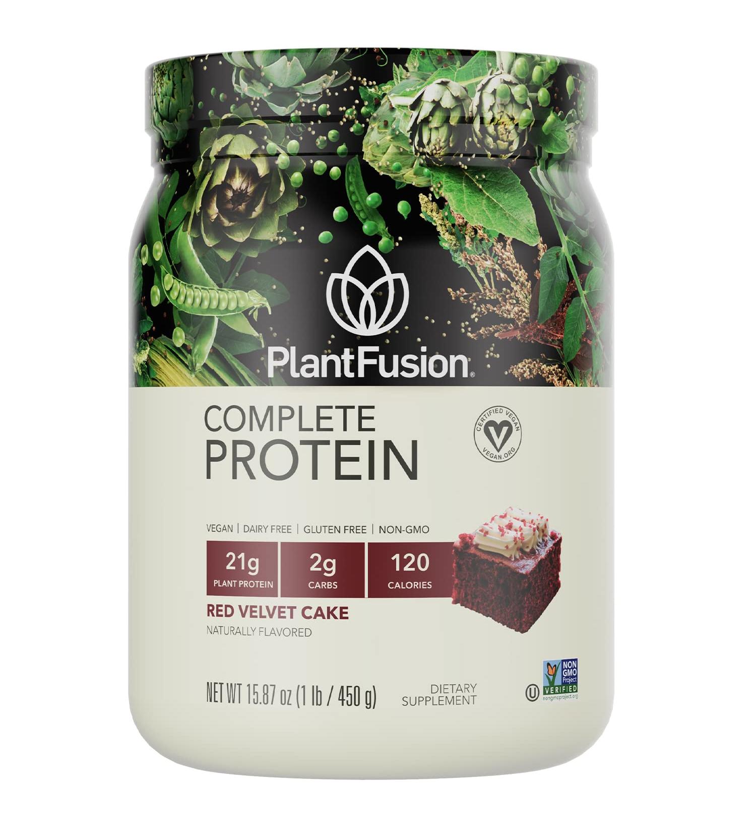 PlantFusion Vegan Protein Powder - Red Velvet, Dairy Free & Gluten Free, 1lb with BCAAs & Digestive Enzymes - Buy Online on GoSupps.com
