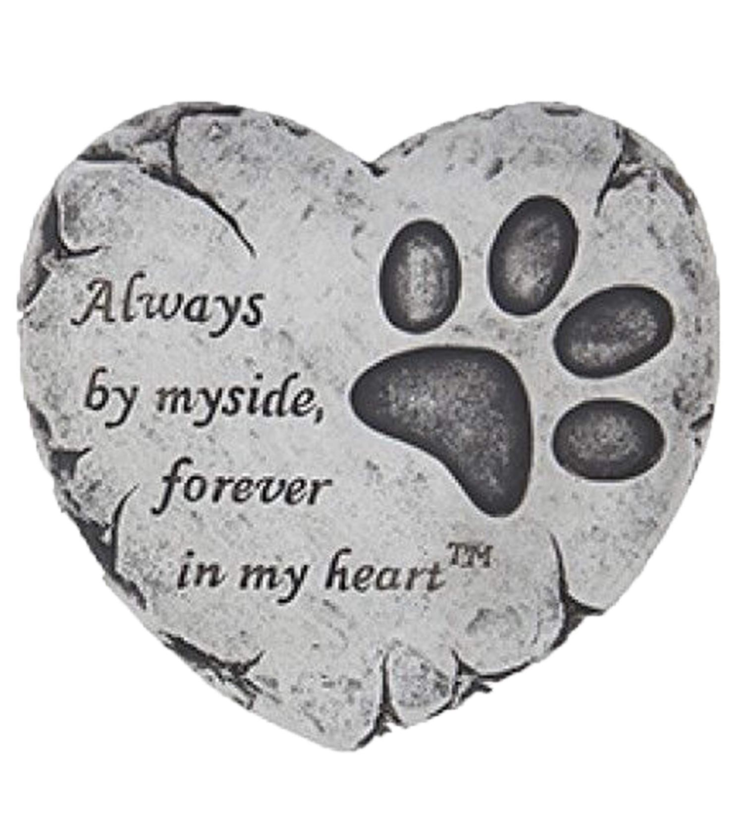 Widdle Gifts Ltd Heart Shaped Pet Memorial Plaque Memory Stone - Dog or Cat - Always by my side