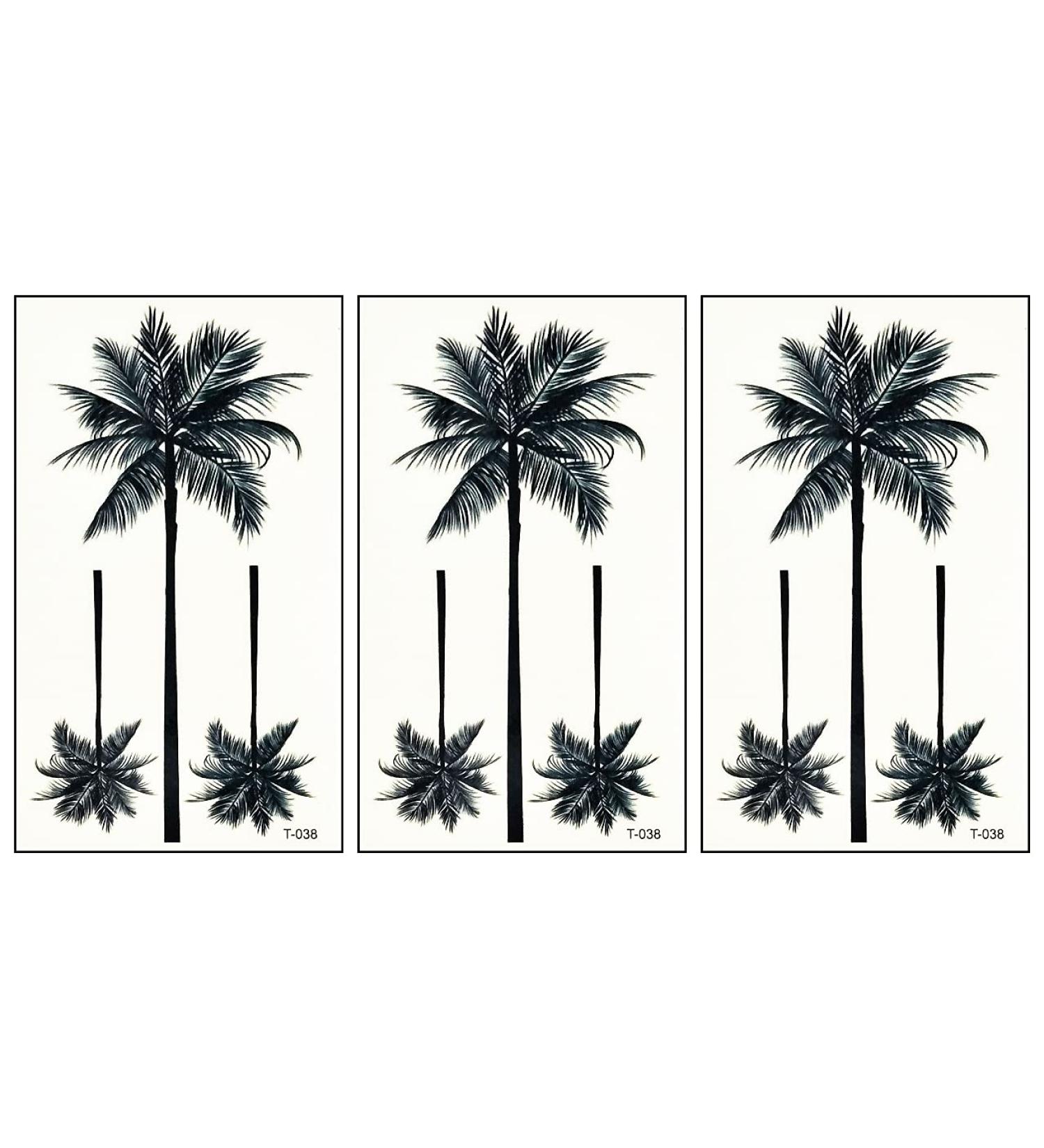 ONCEX Mini 3 Sheets Coconut Tree Temporary Tattoo - Waterproof Island Summer Beach Stickers for Men and Women - Buy Online on GoSupps.com