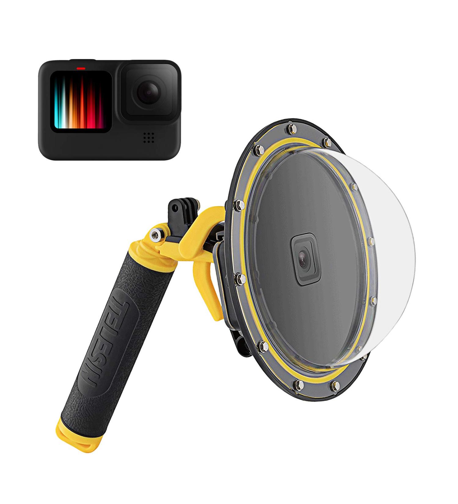 TELESIN Dome Port for GoPro Hero 11/10/9 Black, Underwater Dive Case with Pistol Trigger, Floating Hand Grip - Waterproof Housing and Lens Cover Protector - GoPro 10/9 Accessories - Buy Online on GoSupps.com