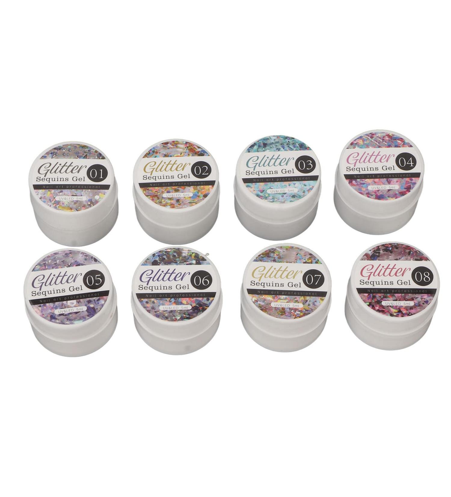 Glitter Gel Nail Polish Set Long-Lasting UV LED 8 Colors Smooth Texture Shellac Gel Varnish UV Gel Polish Nail Polish for Beginners Nail Art Manicure - Buy Online on GoSupps.com