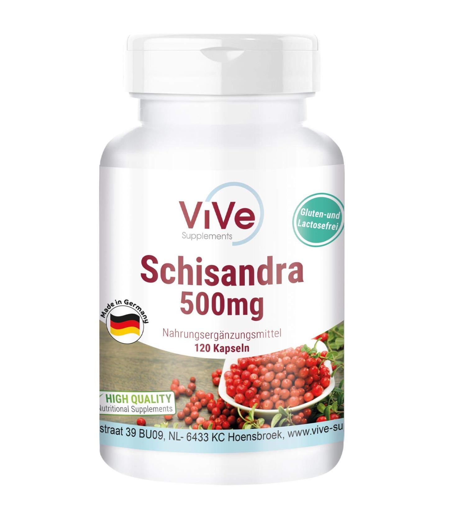 ViVe Supplements Schisandra Extract 500mg 120 Capsules Schisandra Chinensis Wu Wei Zi 9 Schisandrine HIGH DOSE VEGAN Made in Germany - Buy Online on GoSupps.com
