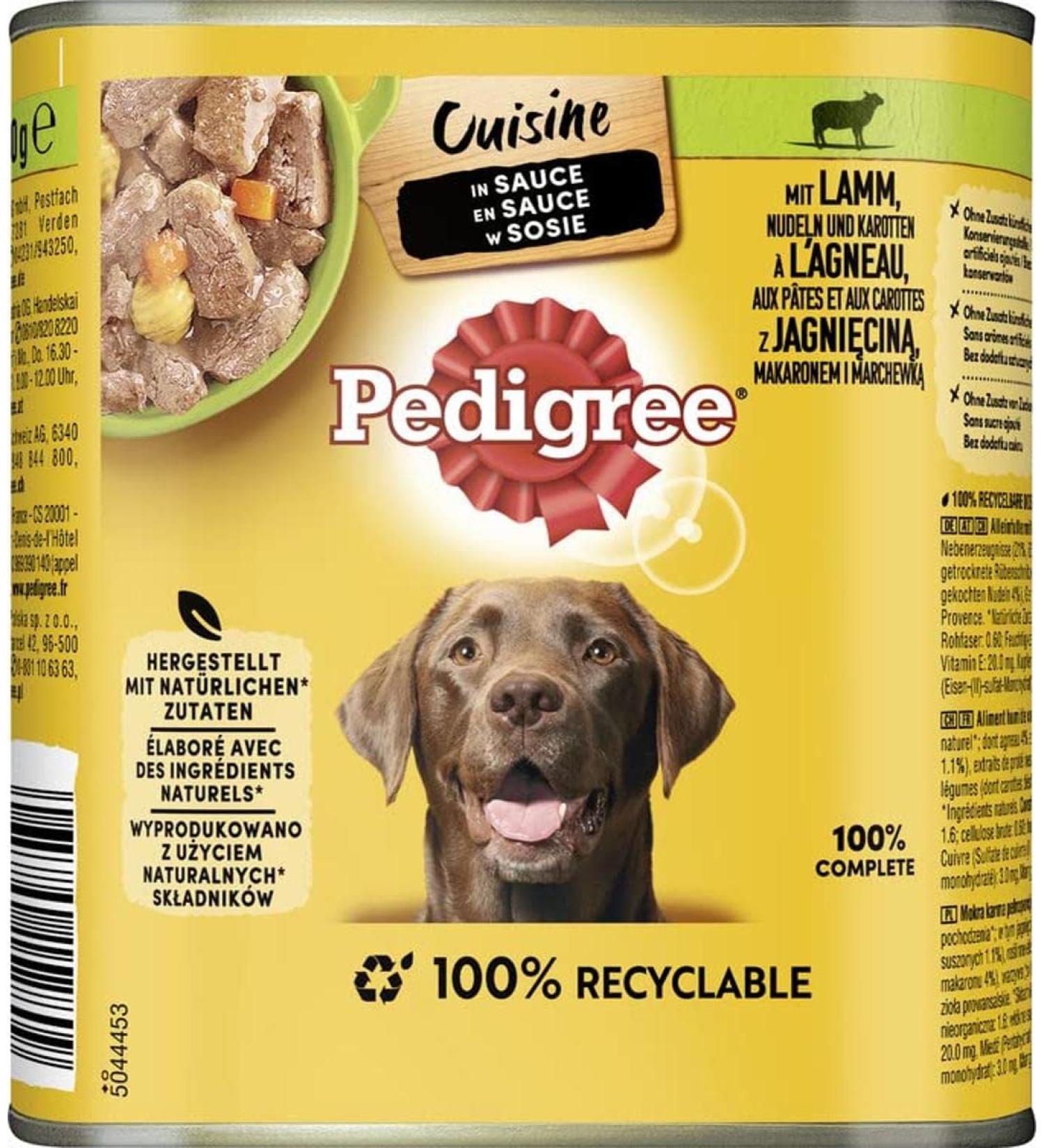 PEDIGREE Cuisine Dog Food Lamb, Pasta & Carrots, 800g Can