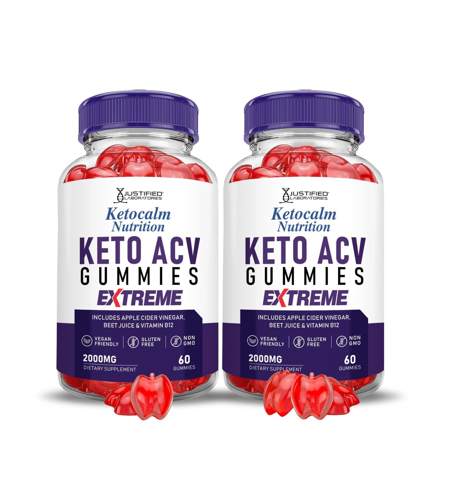 Justified Laboratories (2 Pack Ketocalm Nutrition Keto ACV Apple Cider Vinegar Formulated with Pomegranate Beet Juice Powder B12 Vegan Non GMO 120 Gummies 60 Count (Pack of 2) - Buy Online on GoSupps.com