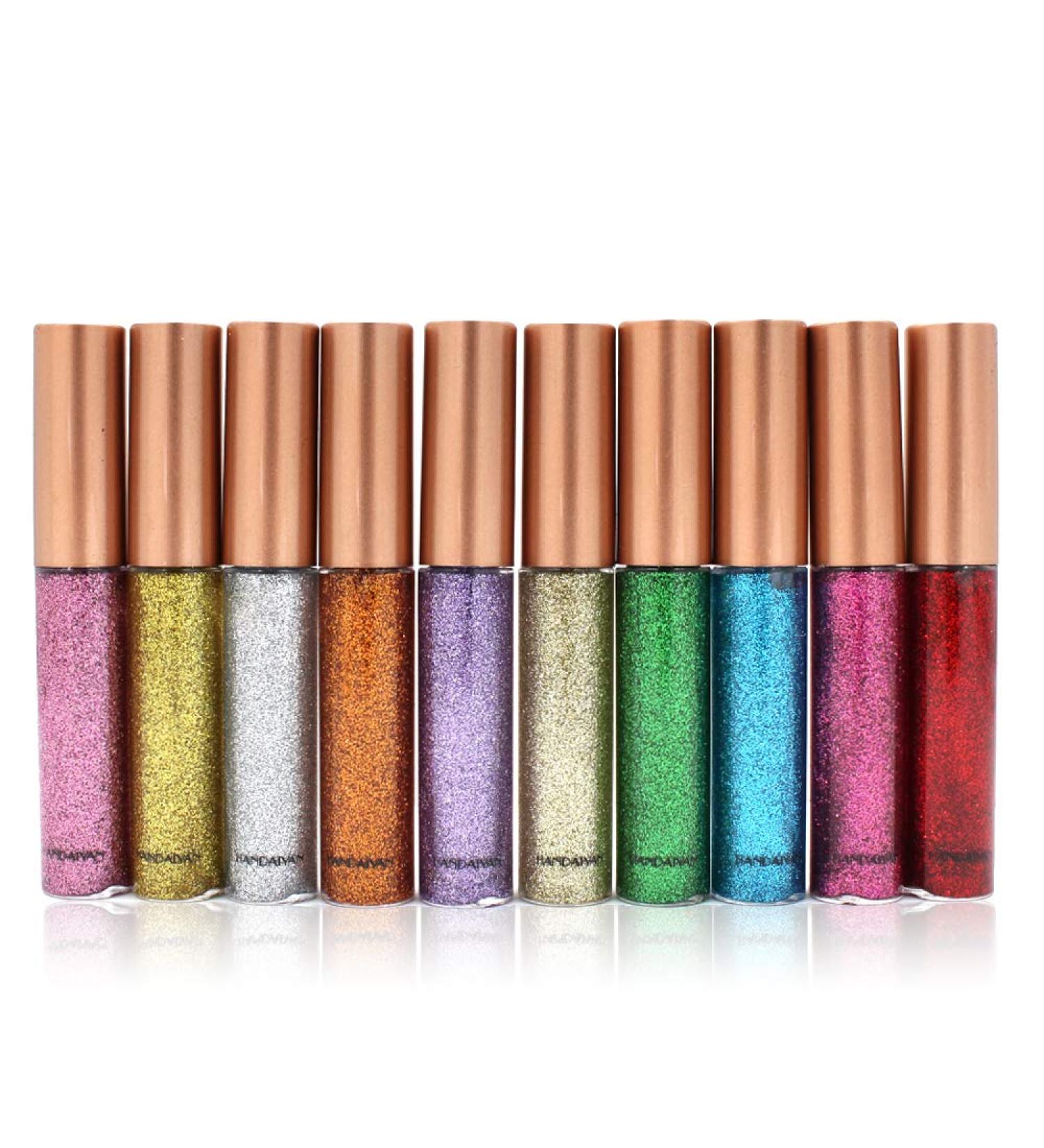 10 Colors Liquid Glitter Eyeliner | Metallic Shimmer Eyeshadow | Long Lasting & Waterproof - Buy Online on GoSupps.com