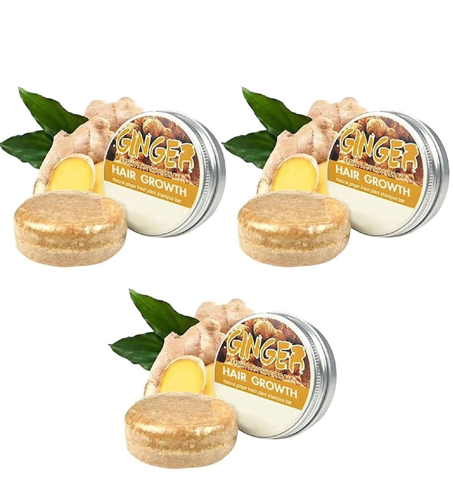  Nutrigrub 3 x Ginger Hair Regrowth Shampoo Bar Promotes Hair Growth Organic Ginger Polygonum Shampoo Soap 100% Natural Anti-Hair Loss Hair Shampoo Soap for Men Women - Buy Online on GoSupps.com