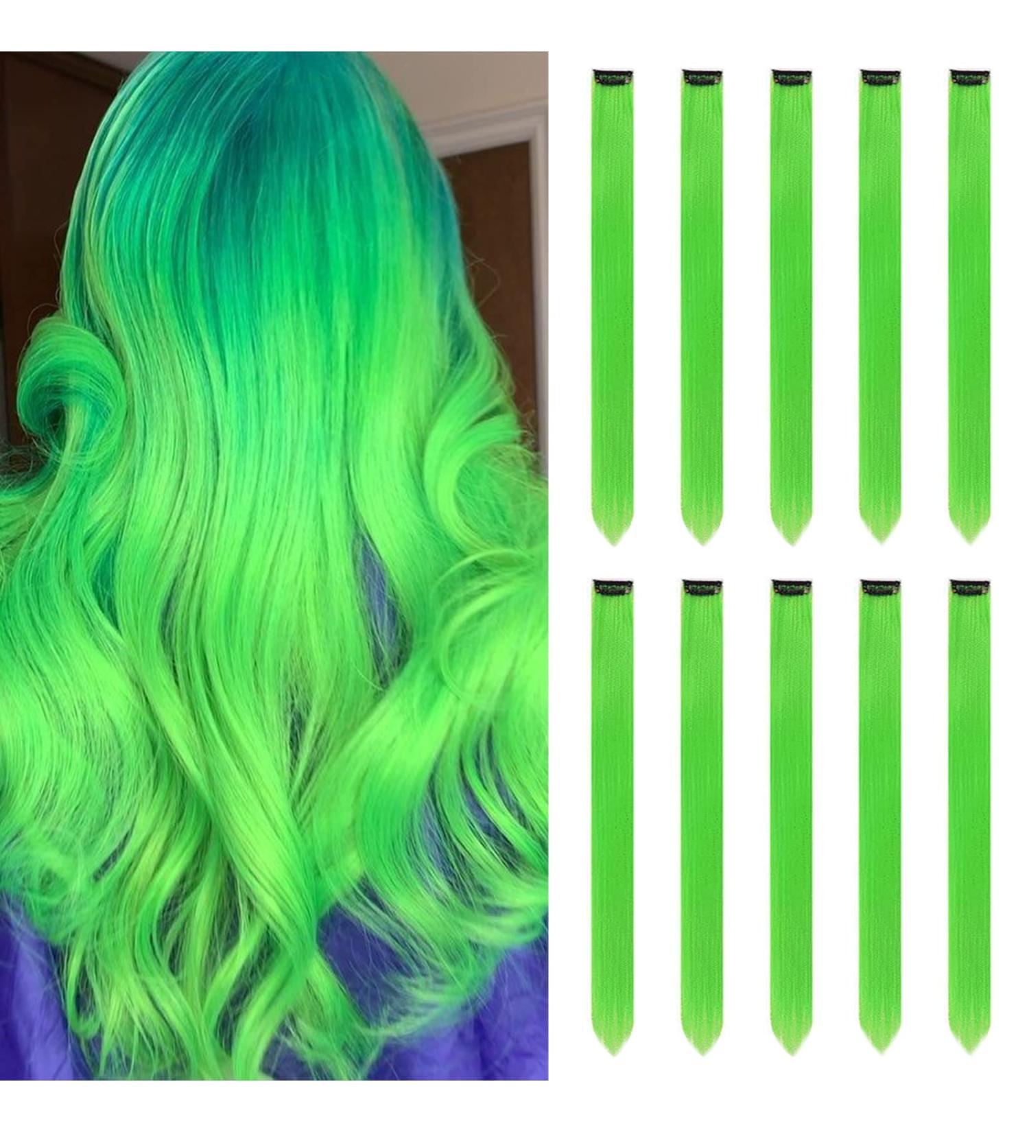 22-Inch Colored Clip-In Hair Extensions for Girls | 10 PCS Colorful Straight Hair Accessories for Parties & Highlights - Buy Online on GoSupps.com