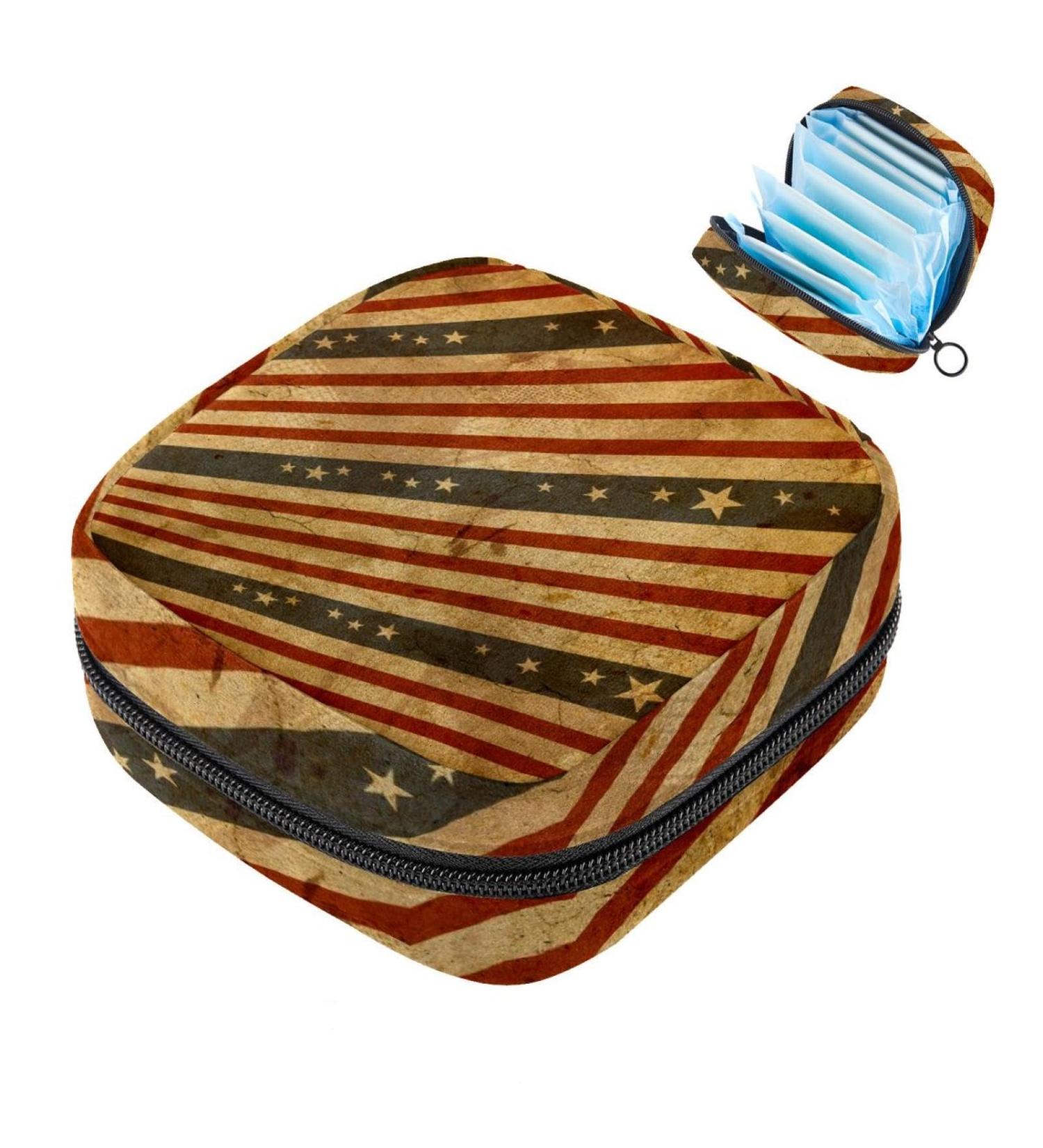 MUOOUM Sanitary Napkin Storage Bag - American Flag Design - Menstrual Cup Pouch - Portable Storage Bags for Teen Girls and Women - Buy Online on GoSupps.com