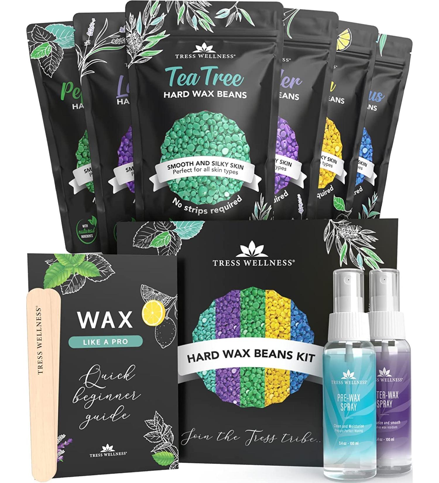Tress Wellness Hard Wax Beads Hair Removal Kit - Variety Set of 6 | Hot Wax Beans for Face & Body - Stripless Waxing Beads - Buy Online on GoSupps.com