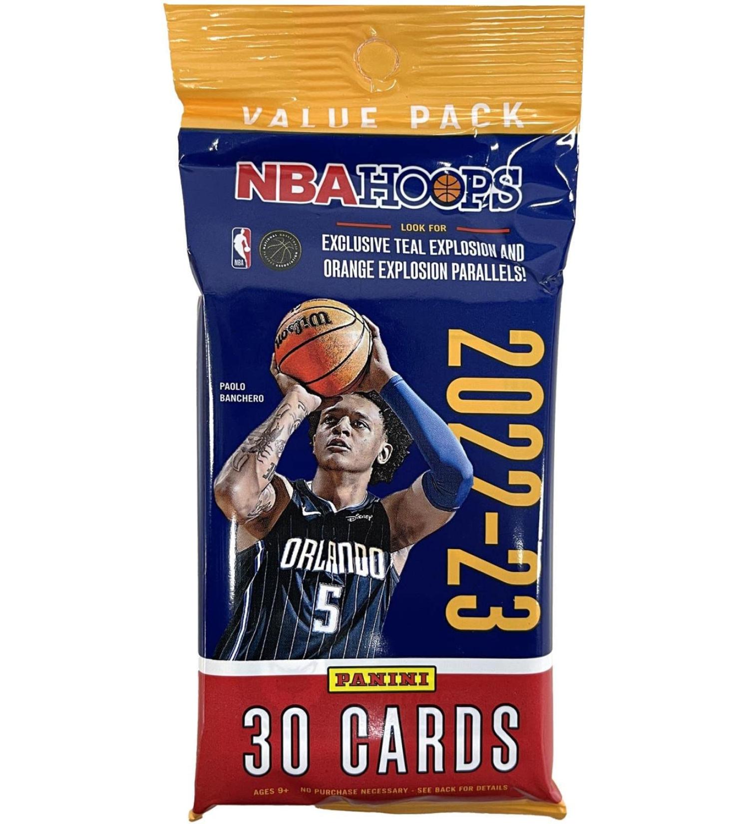 2022-23 Panini NBA Hoops Basketball Factory Sealed Jumbo Value Fat Pack (30 NBA Trading Cards) Look forTeal & Orange Explosion Parallels