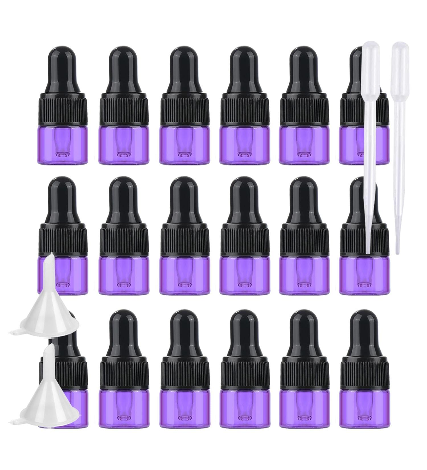 BPZXL 20 Pack 1ml Purple Glass Pipette Bottles - Ideal for Aromatherapy & Essential Oils - Small Amber Dripping Bottles - Buy Online on GoSupps.com