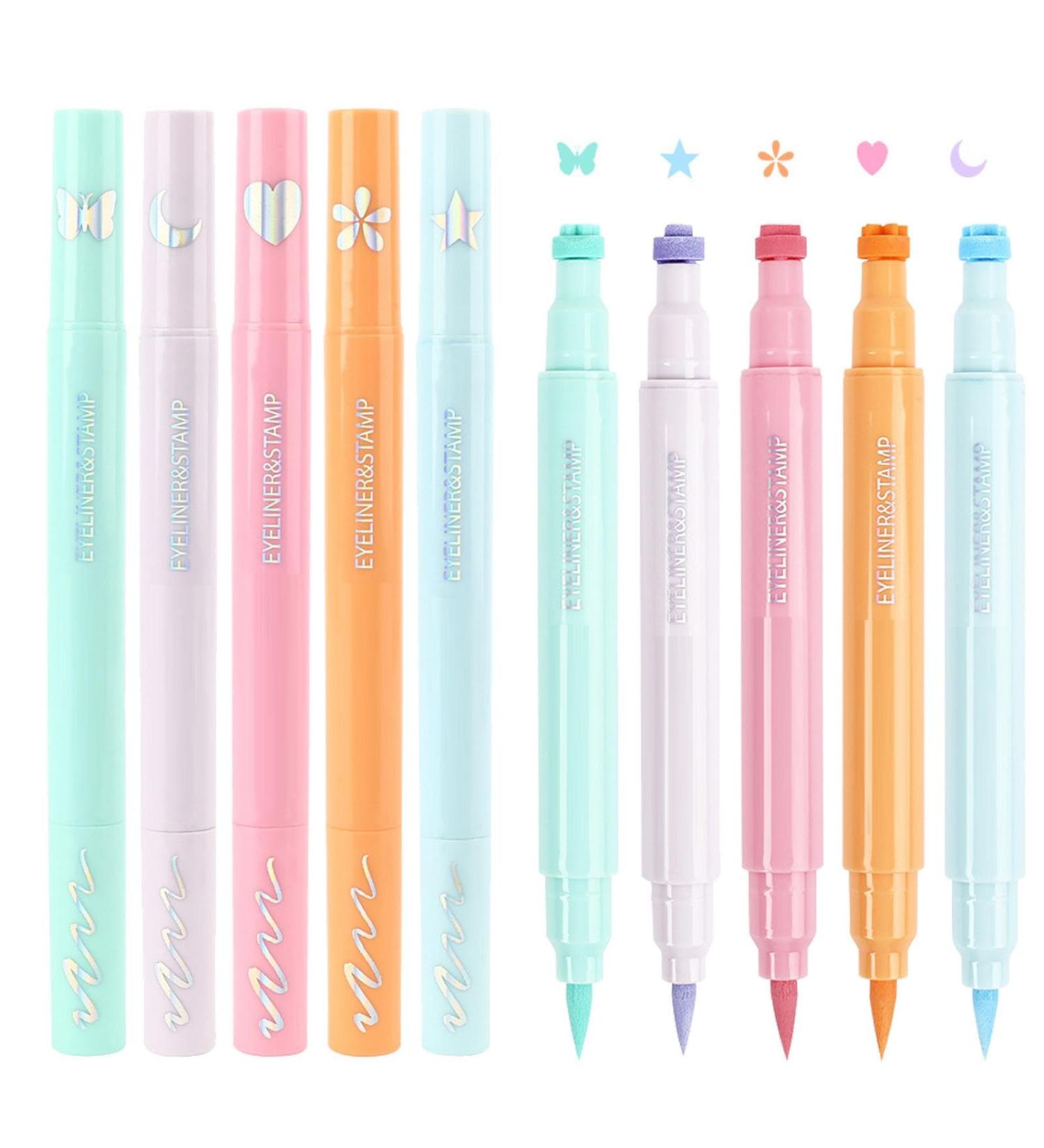 Liquid Eye Liner Pad Double Headed Liquid Eyeliner Pad - Waterproof Quick Dry & Sweat Resistant Eyeliner Pads | Colorful Wing Eye-Liners Star Moon Heart Fl - Buy Online on GoSupps.com