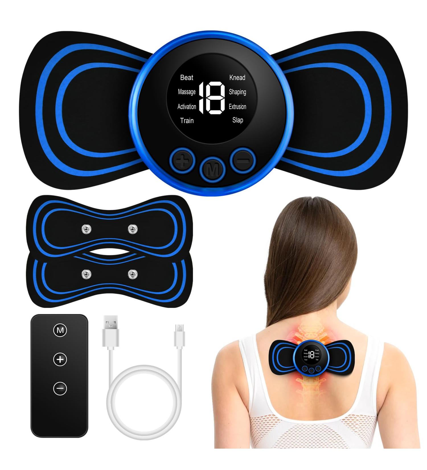 Flintronic Neck Massage Device - Portable EMS Shoulder & Neck Massager 8 Modes USB Mini Cervical Relief for Muscle Pain in Arms Back & Stomach - Buy Online on GoSupps.com