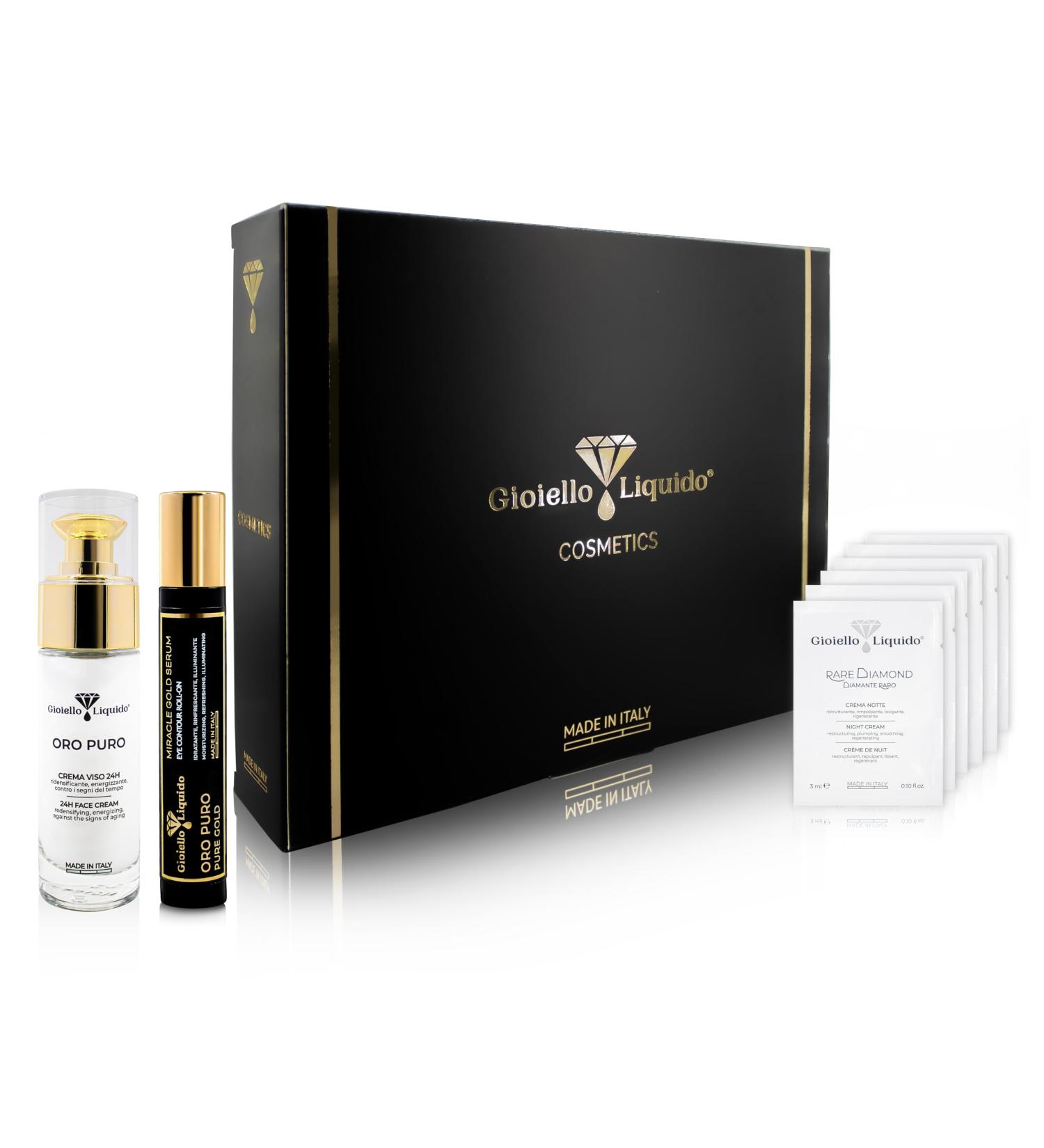 Refreshing Gift Set (B05) - Face Cream With Colloidal Gold X50 Antiaging + Eye Contour Roll-on with Caffeine - Graduations Birthday Christmas Gift - Gioiello Liquido - Buy Online on GoSupps.com