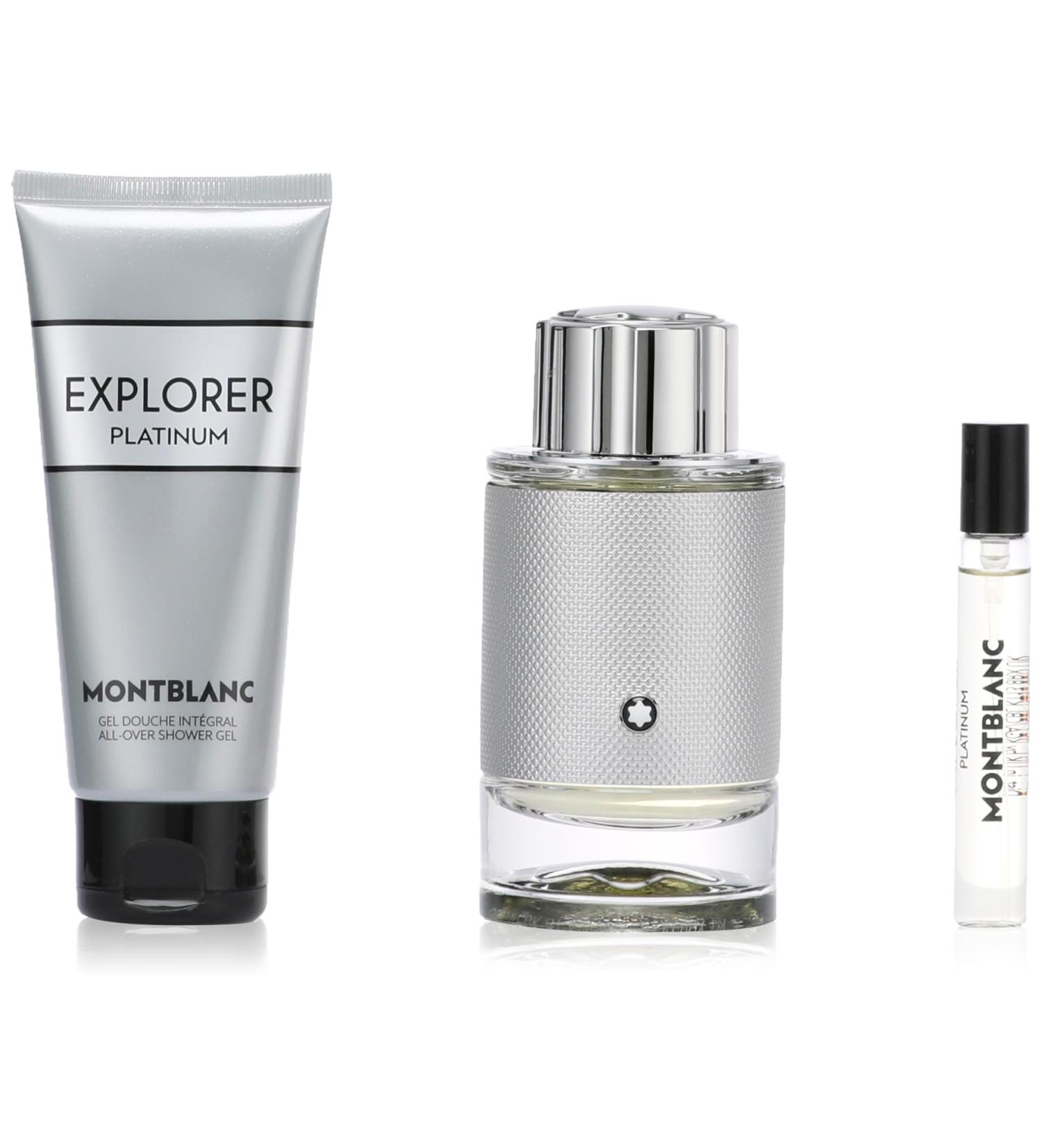 Mont Blanc Explorer Platinum by Mont Blanc for Men - 3 Pc Gift Set 3.3oz EDP Spray 3.3oz Shower Gel 0.25oz EDP Spray - Buy Online on GoSupps.com