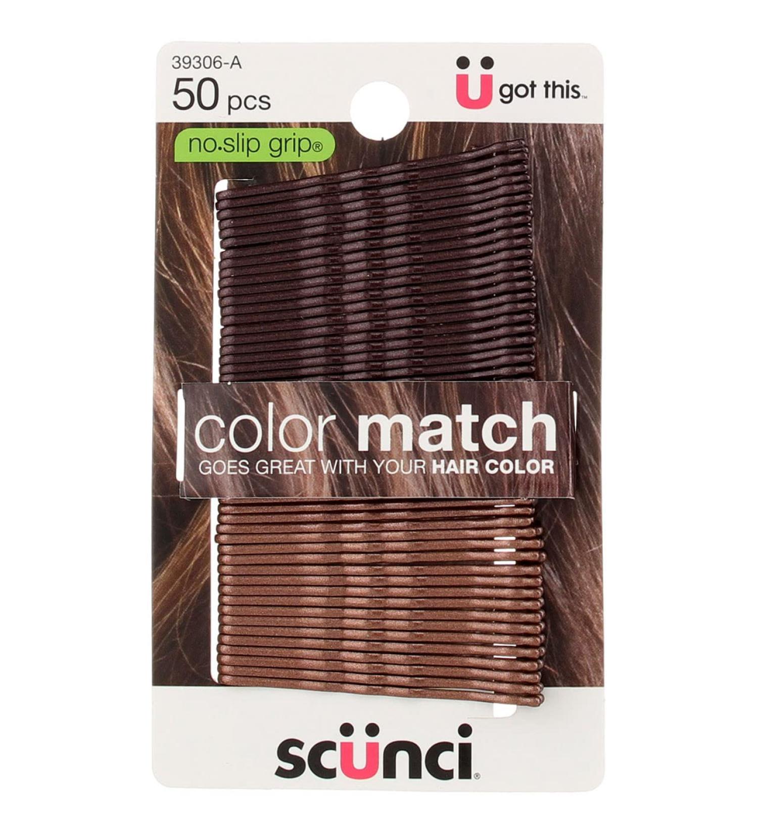 Scunci No Slip Grip Bobby Pins for Brunette Hair - 50 Pieces | Color Match & Secure Hold - Buy Online on GoSupps.com