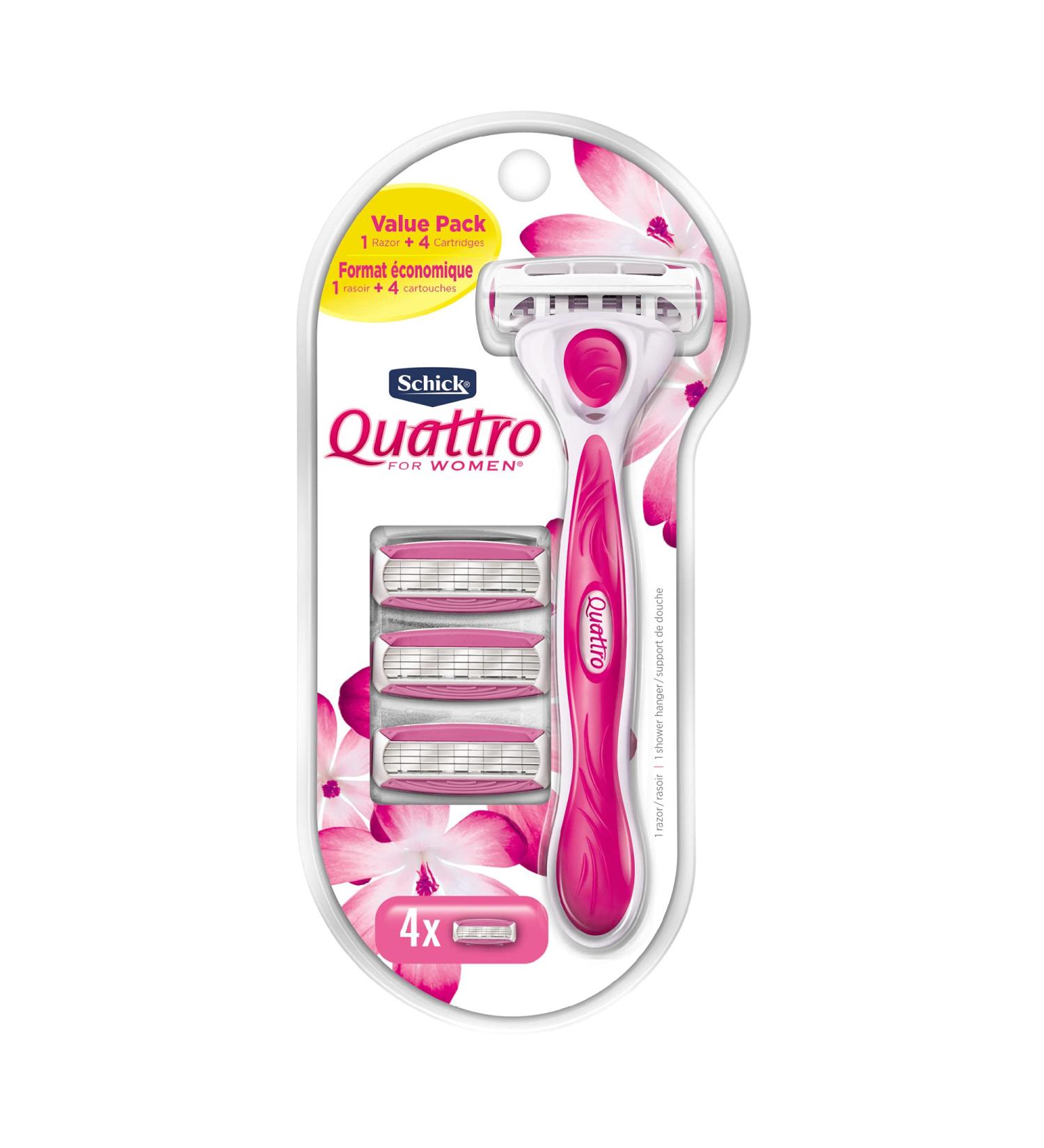 Schick Quattro for Women Razor & 4 Cartridges - Smooth & Precise Shaving - Buy Online on GoSupps.com